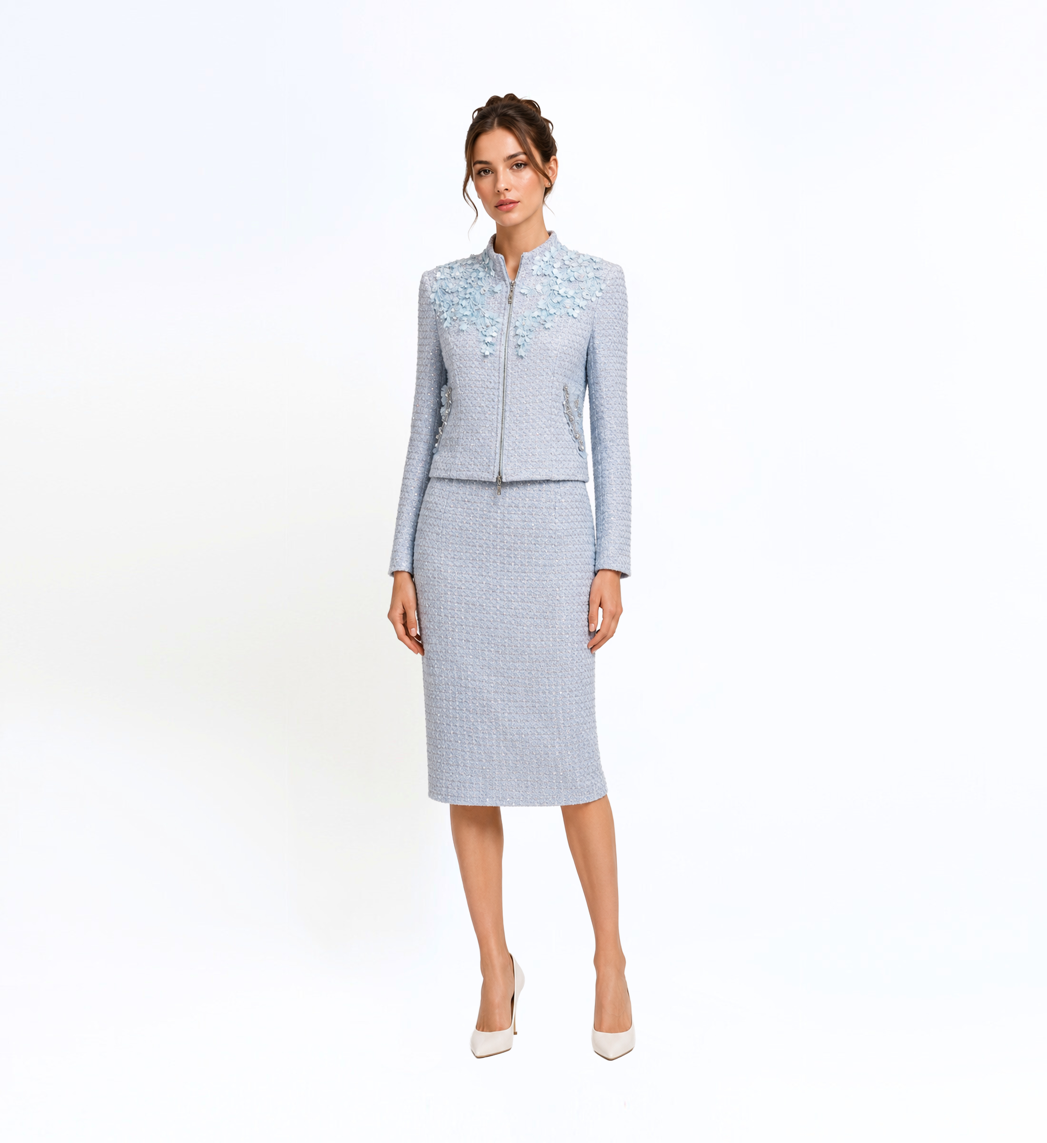 EMBELLISHED SKIRT SUIT SET