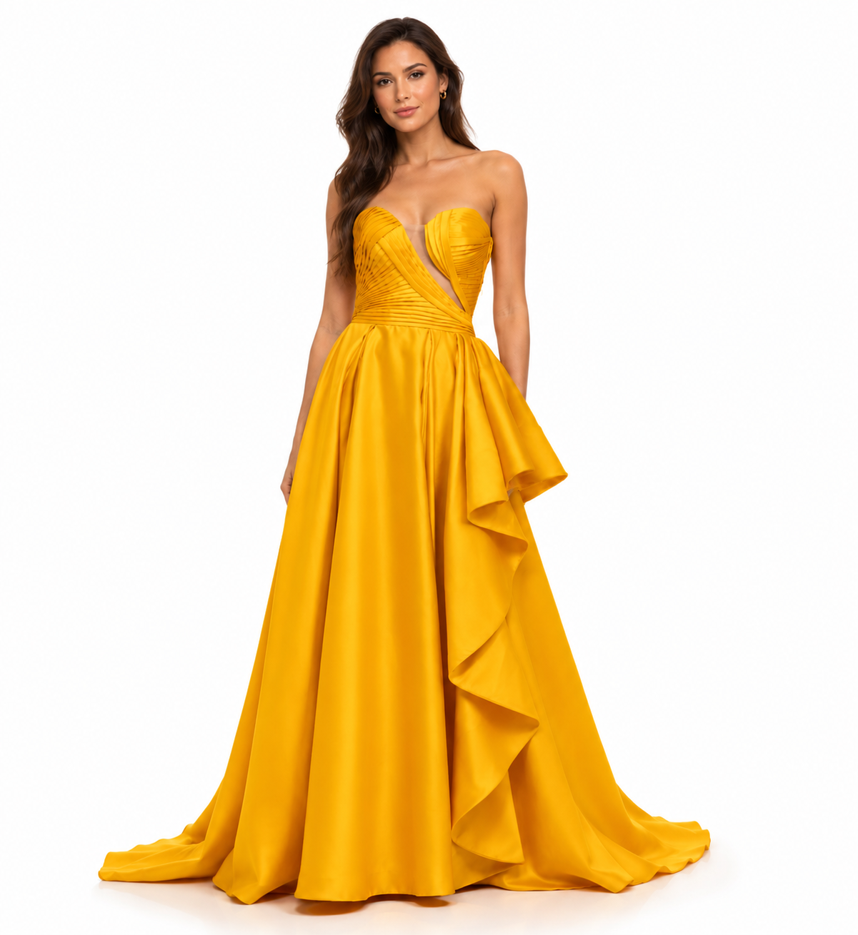 ASYMMETRIC DRAPED BALL GOWN