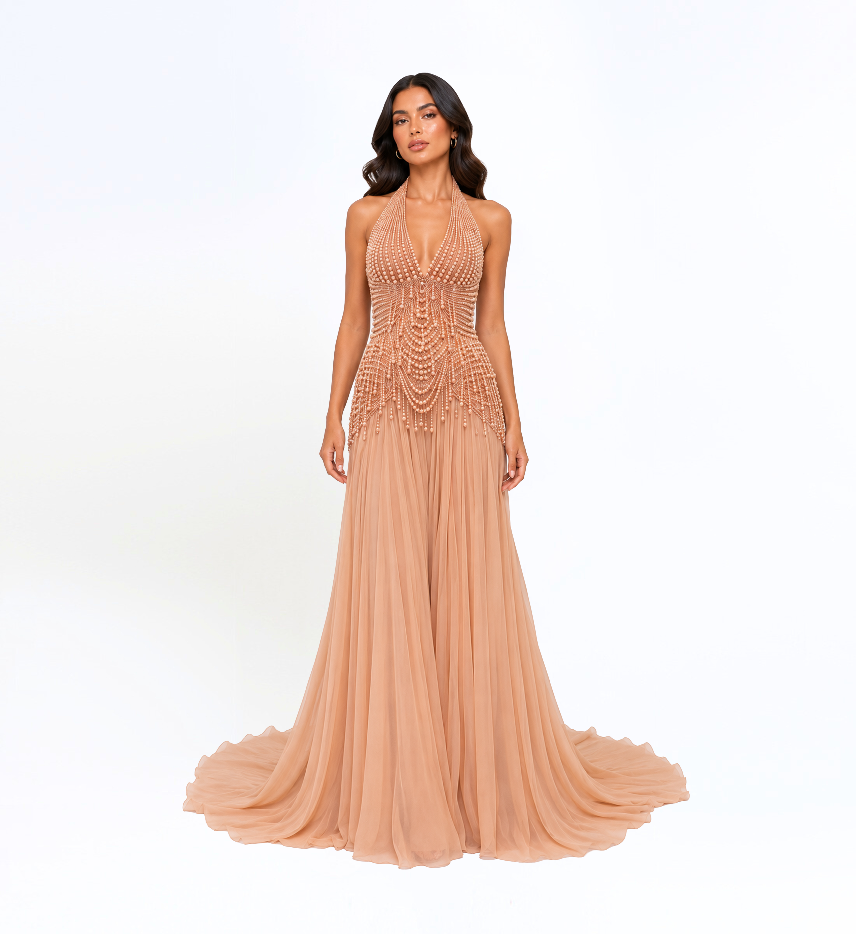 HALTER BEADED GOWN