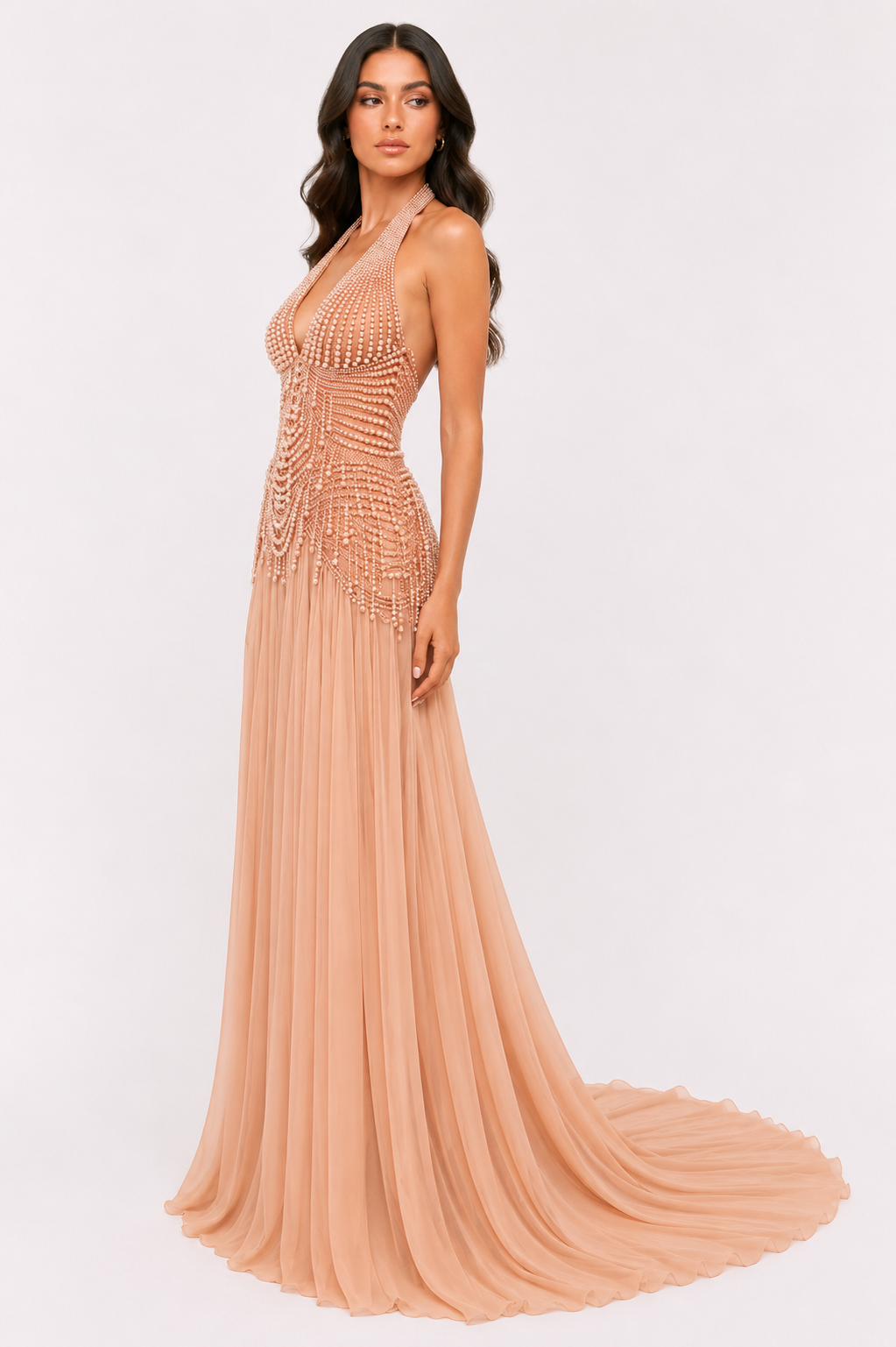 HALTER BEADED GOWN