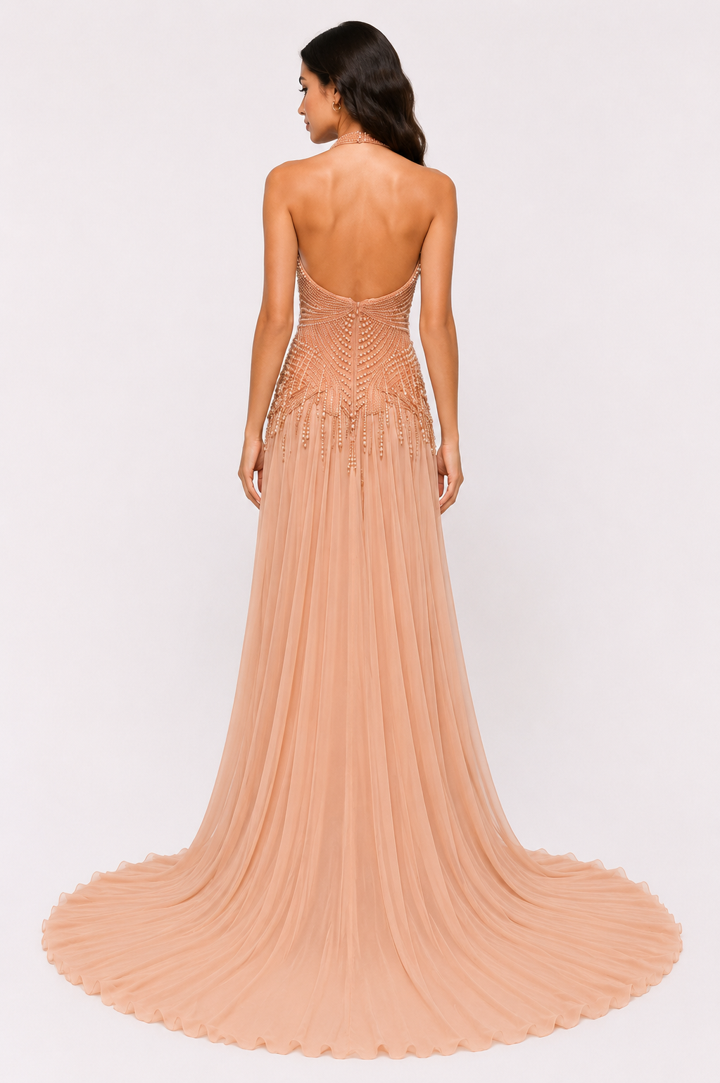 HALTER BEADED GOWN