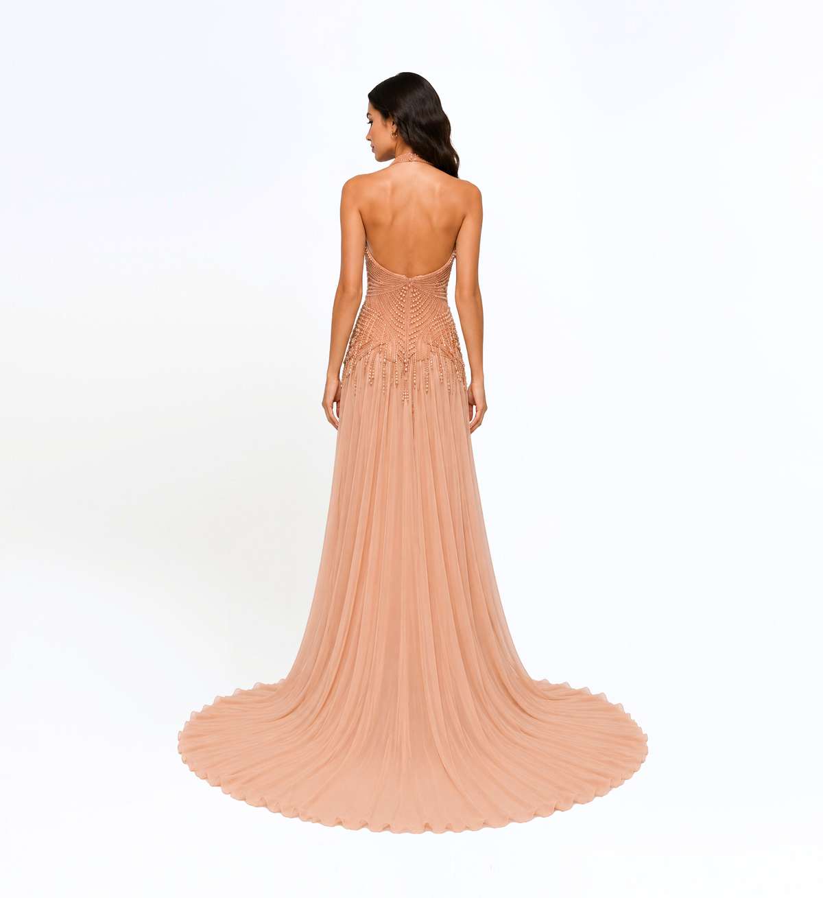 HALTER BEADED GOWN