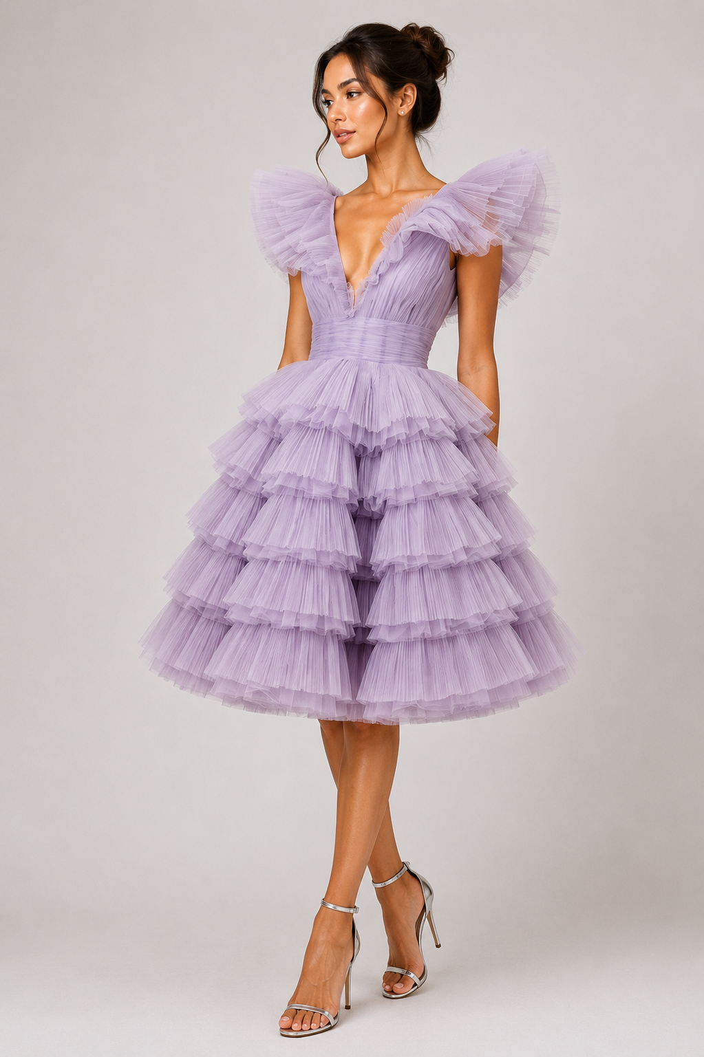 TIERED TULLE MINI DRESS