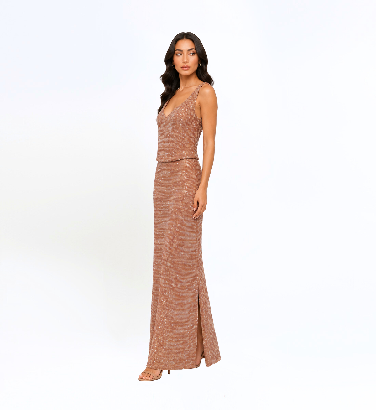 ROSE GOLD SEQUIN COLUMN GOWN