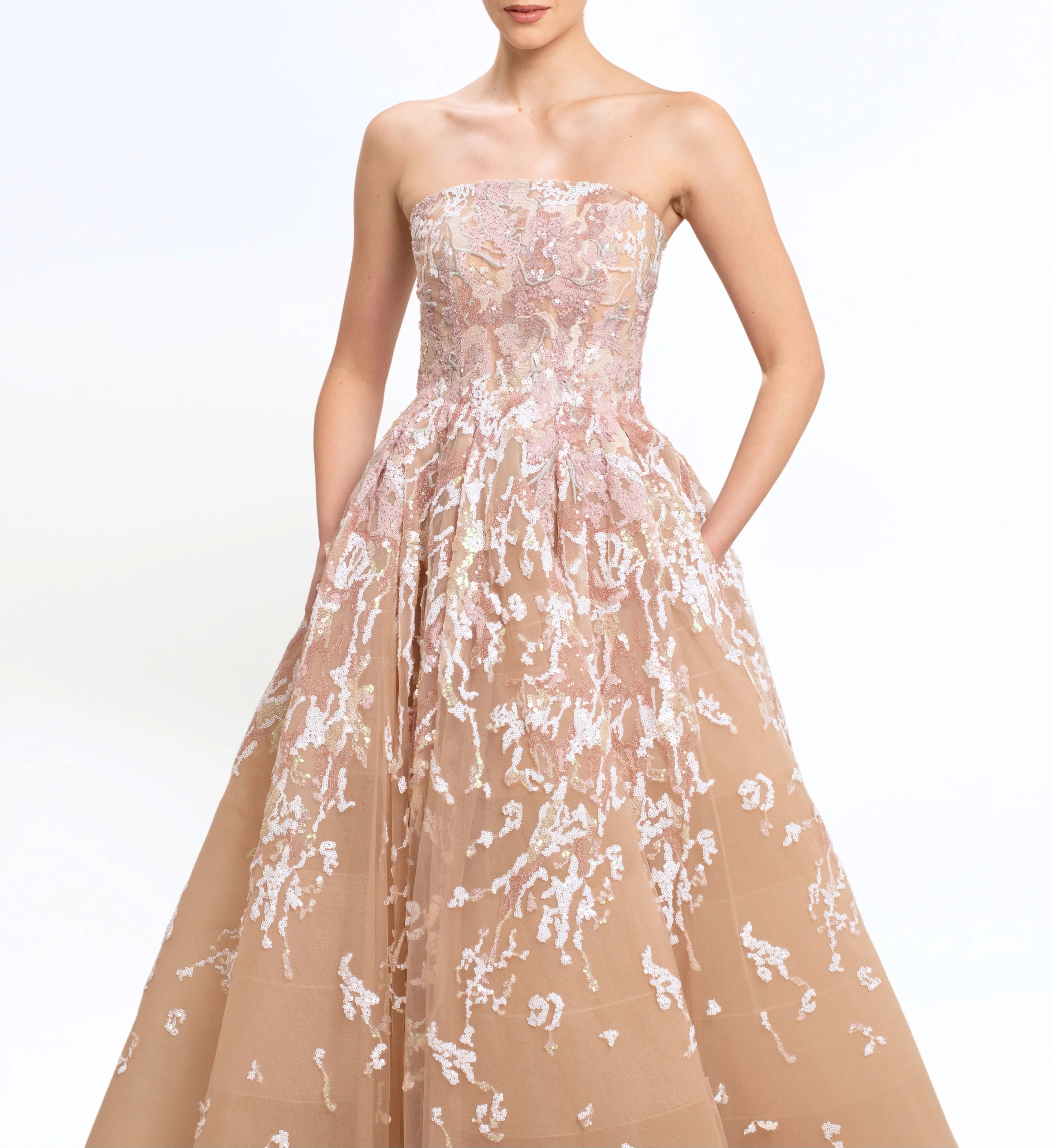 SEQUIN EMBROIDERED LONG DRESS