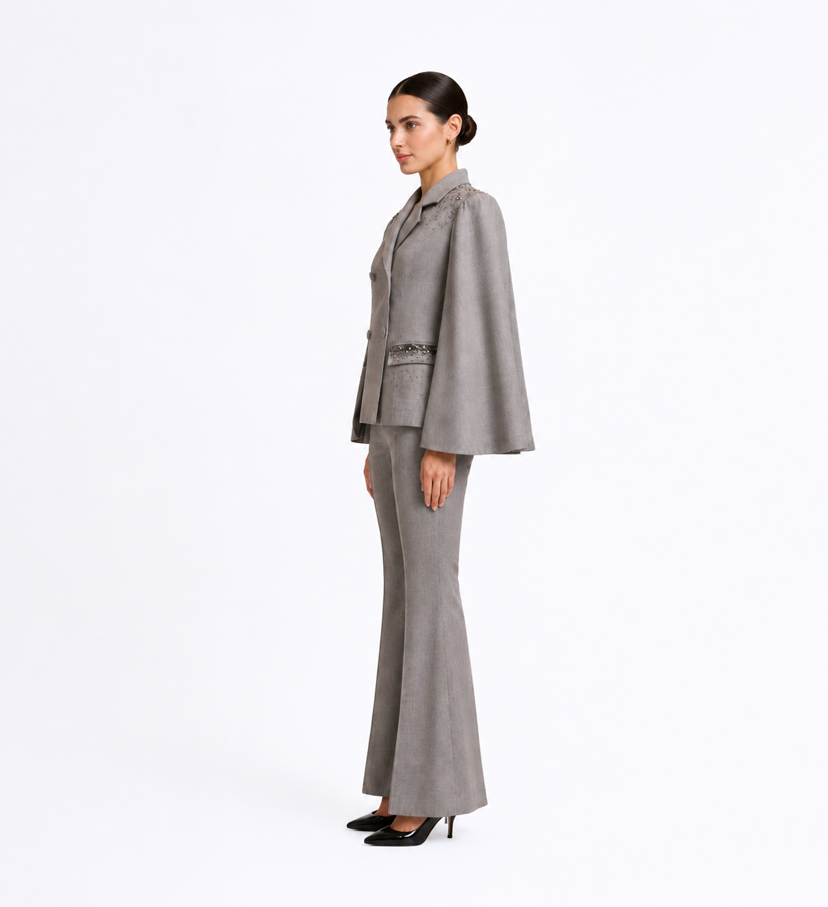 EMBELLISHED CAPE SUIT SET