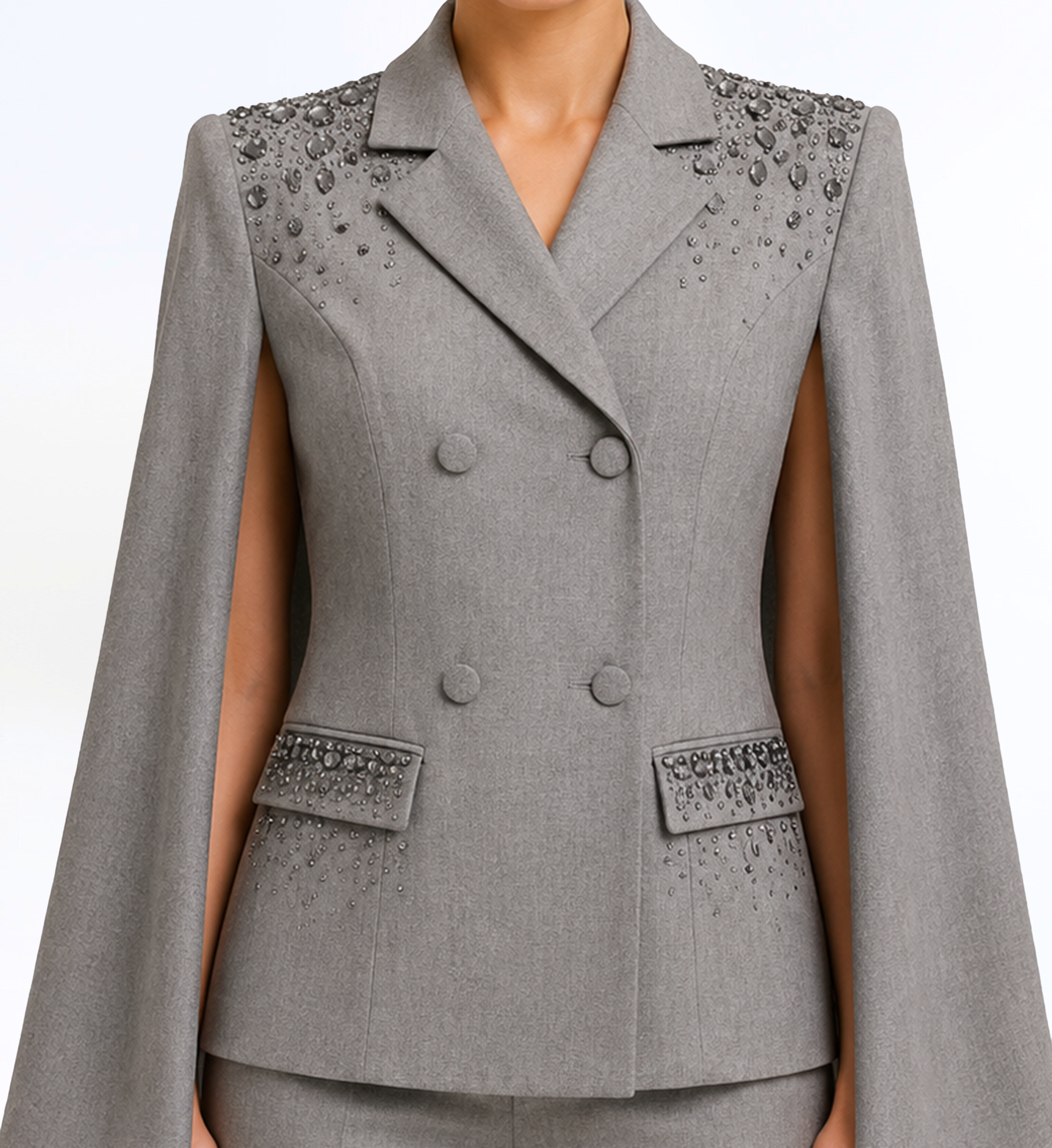 EMBELLISHED CAPE SUIT SET