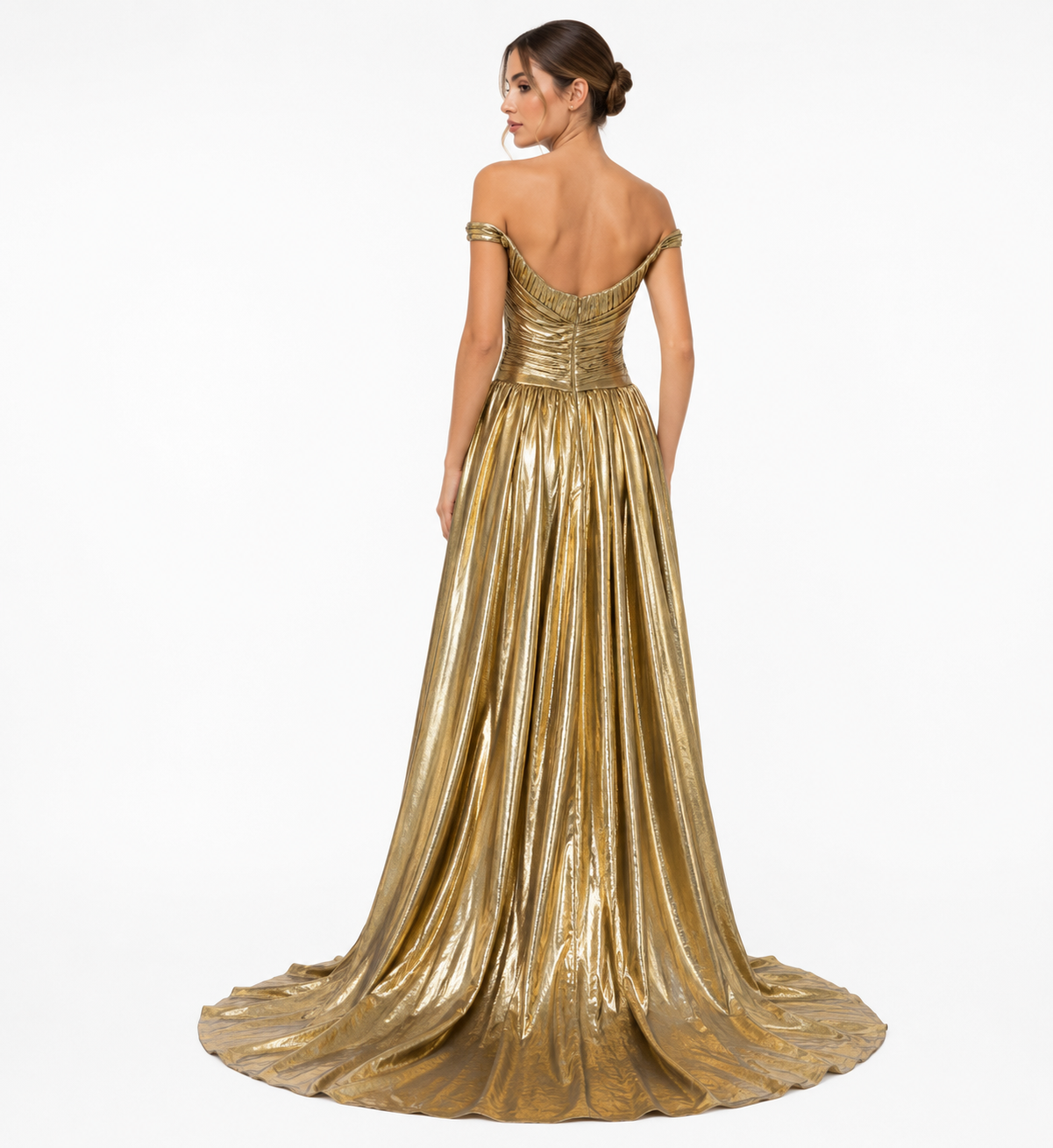 OFF-SHOULDER DRAPED GOWN