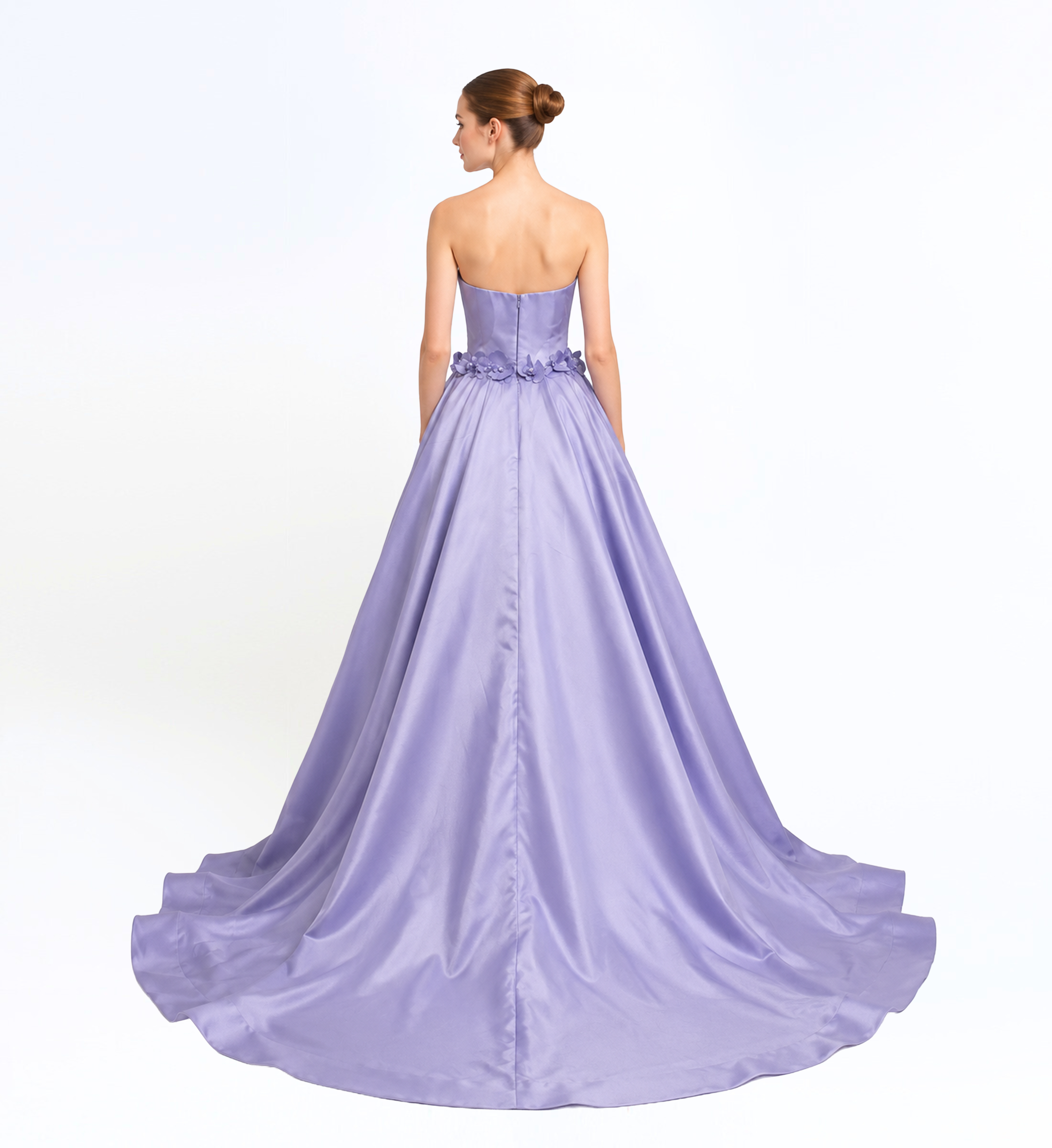 Mikado Silk Long Dress With Train