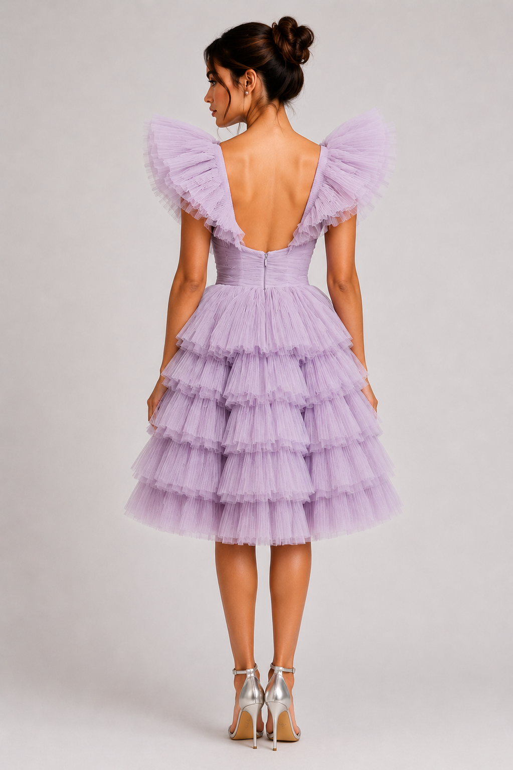 TIERED TULLE MINI DRESS