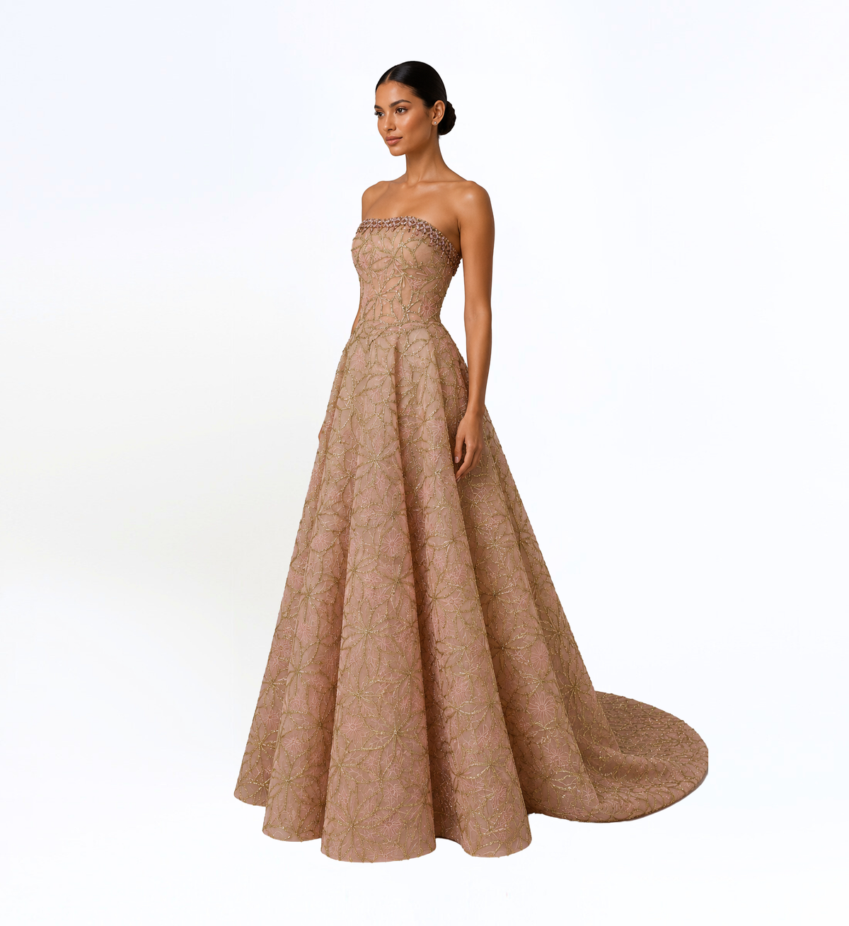 STRAPLESS EMBROIDERED BALL GOWN