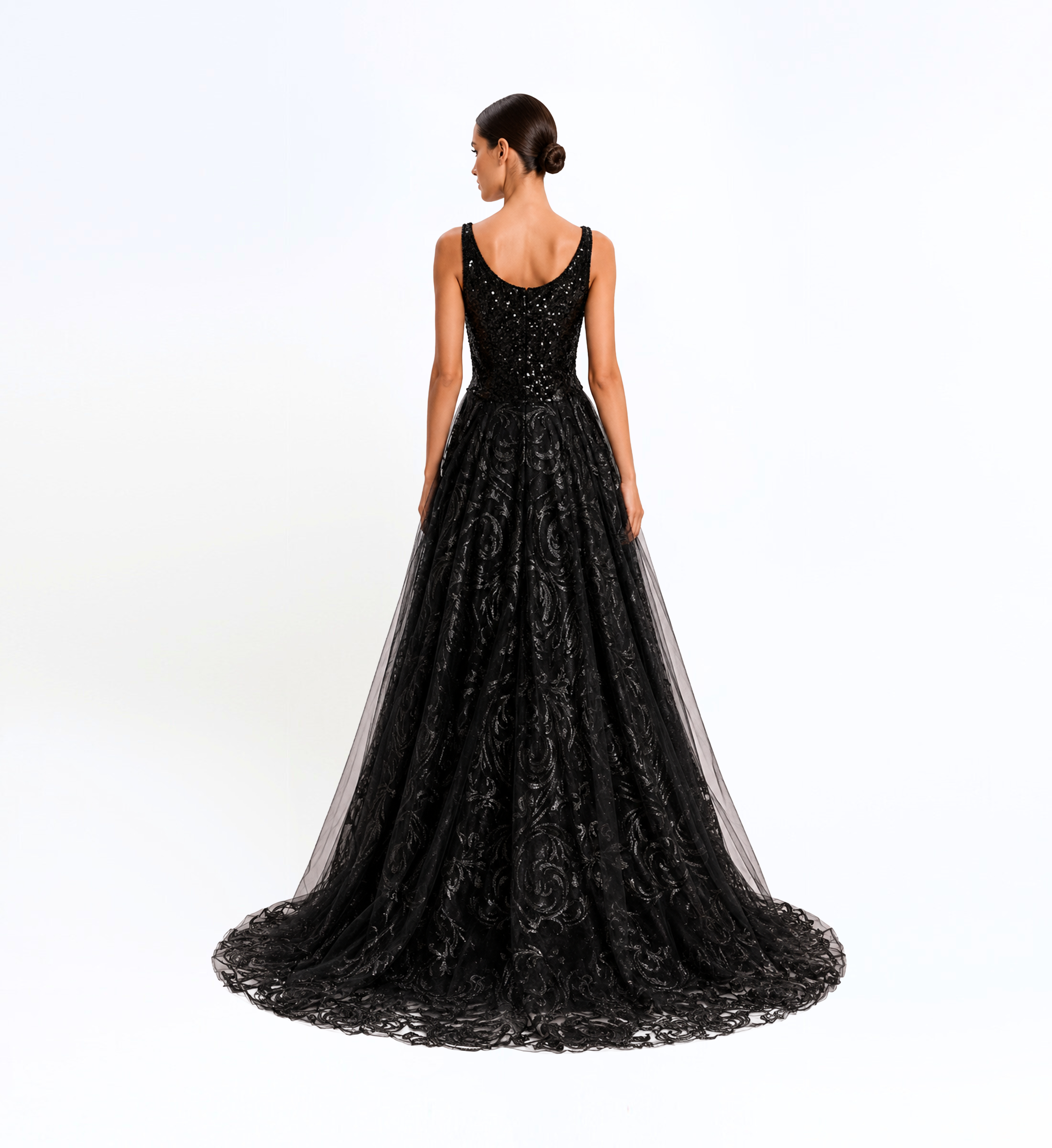 Thread Embroidered Ball Gown