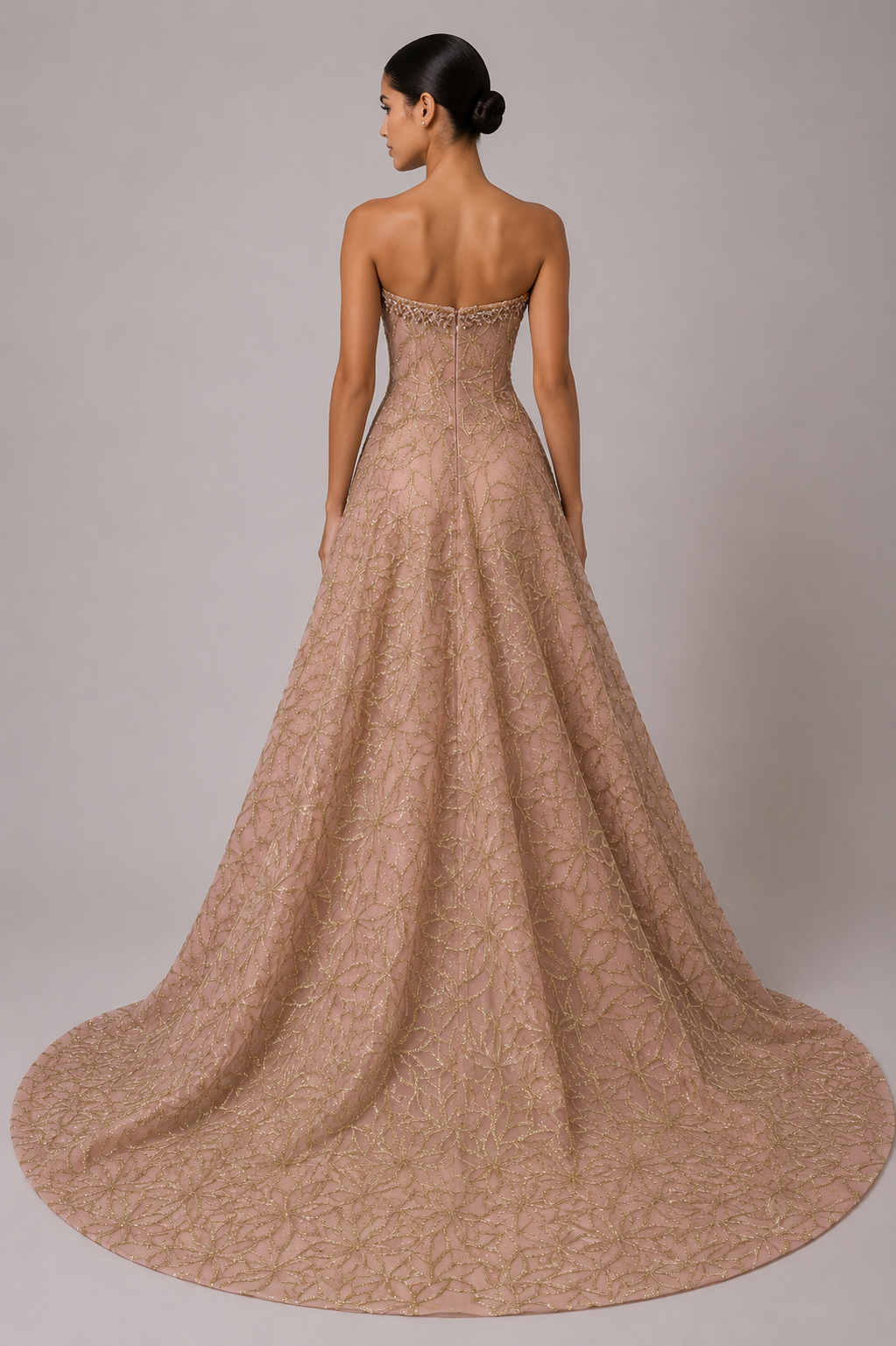 STRAPLESS EMBROIDERED BALL GOWN