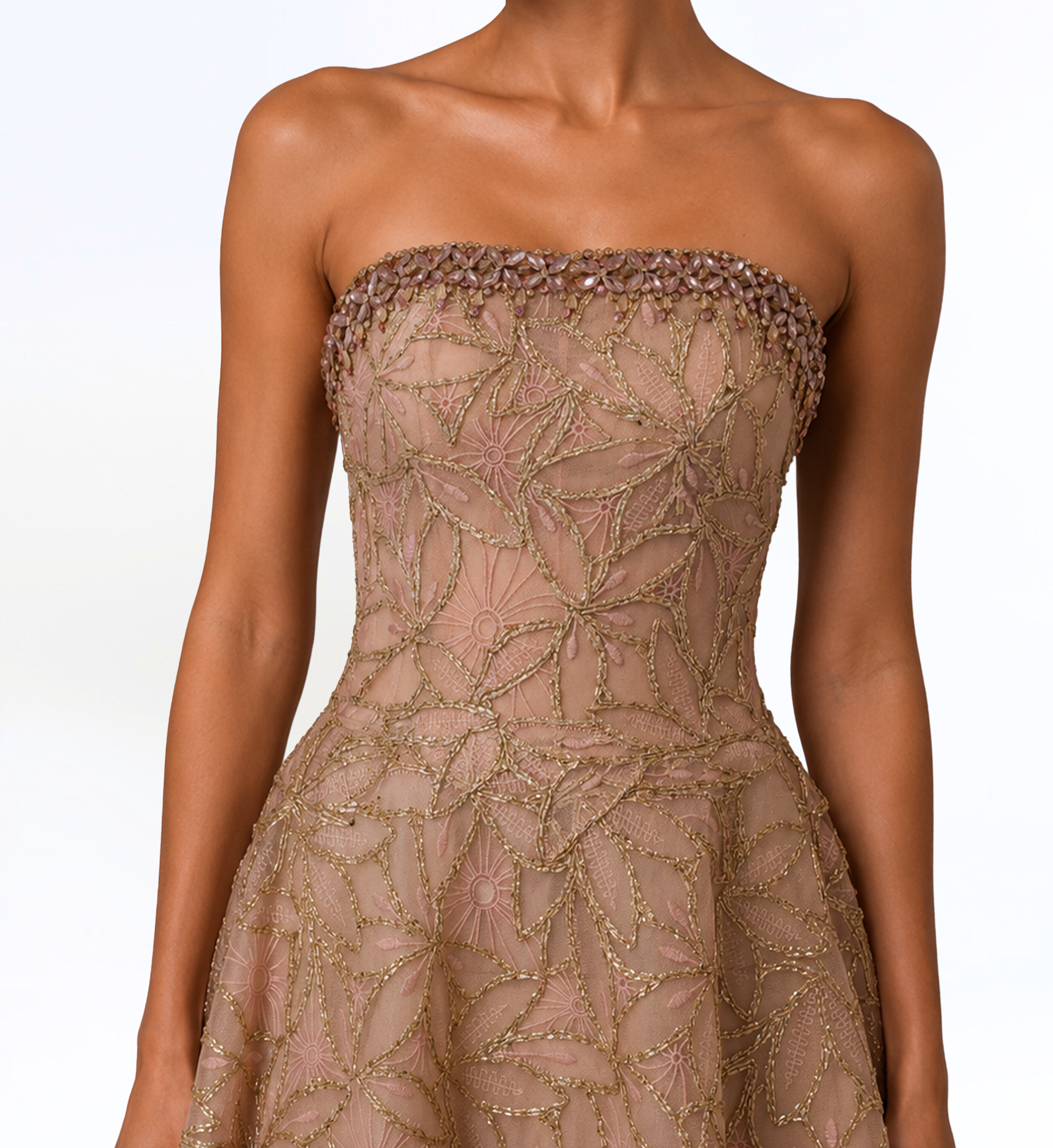 STRAPLESS EMBROIDERED BALL GOWN