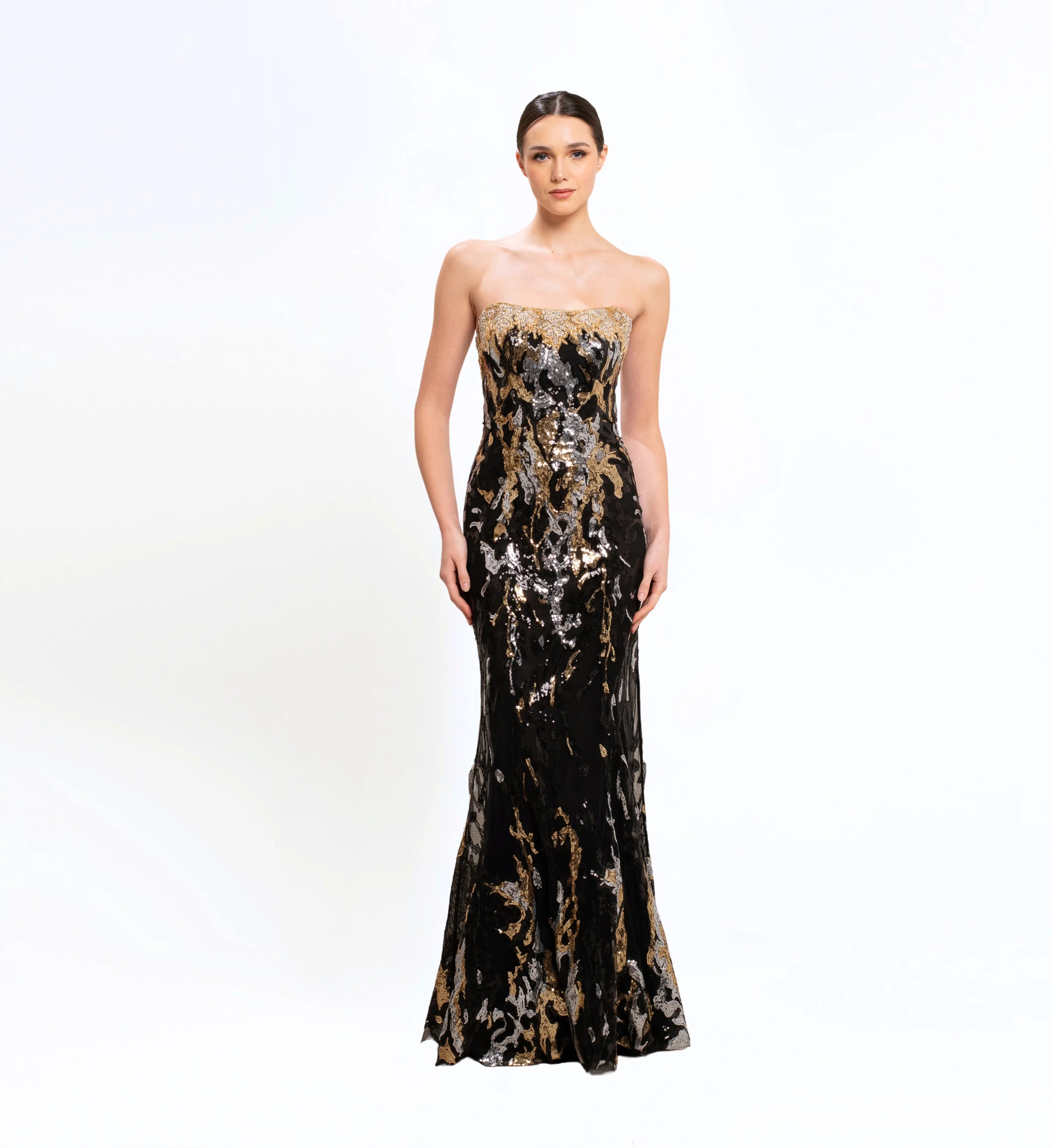 SEQUIN EMBROIDERED LONG DRESS