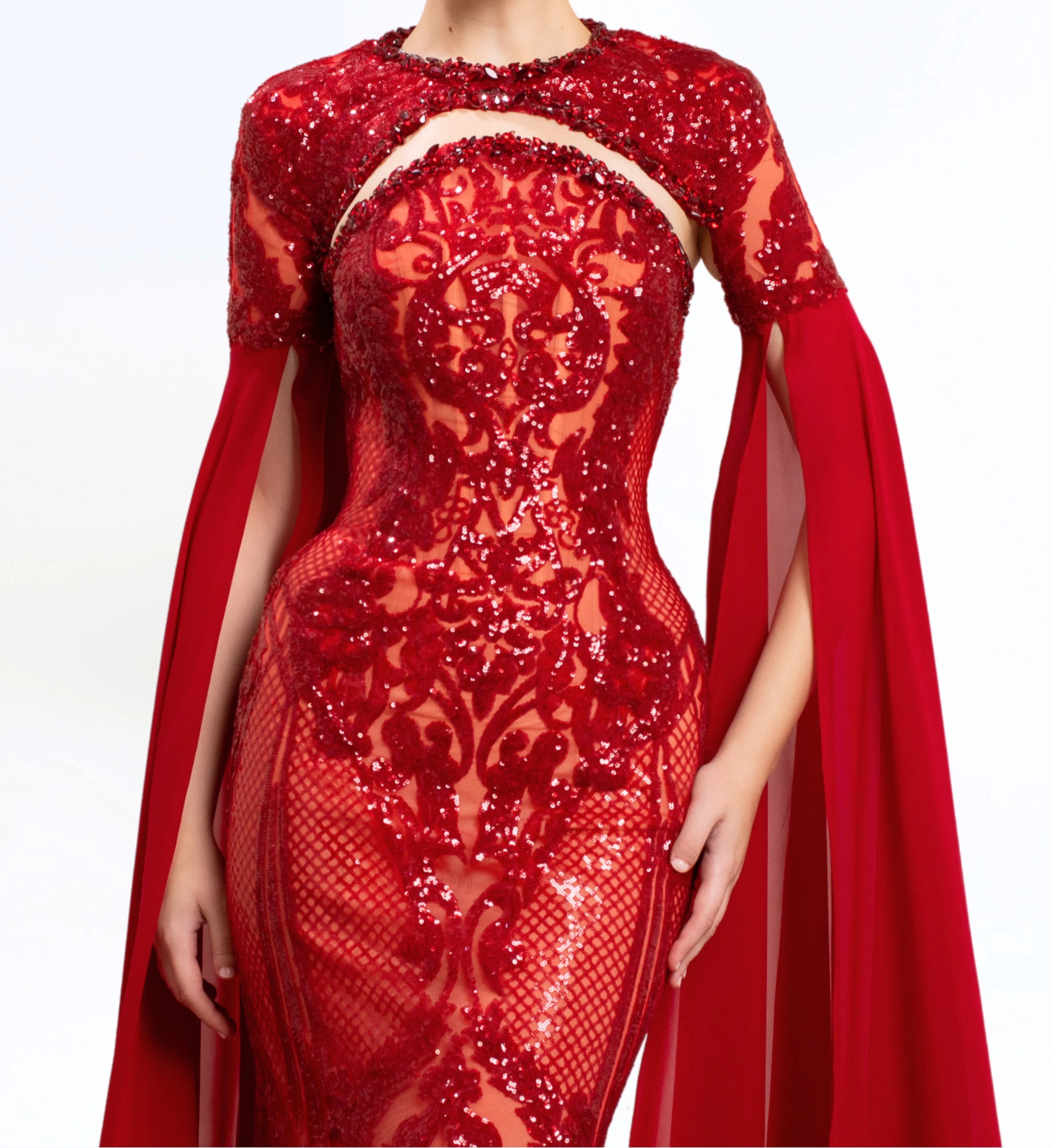 SEQUIN EMBROIDERED LONG DRESS