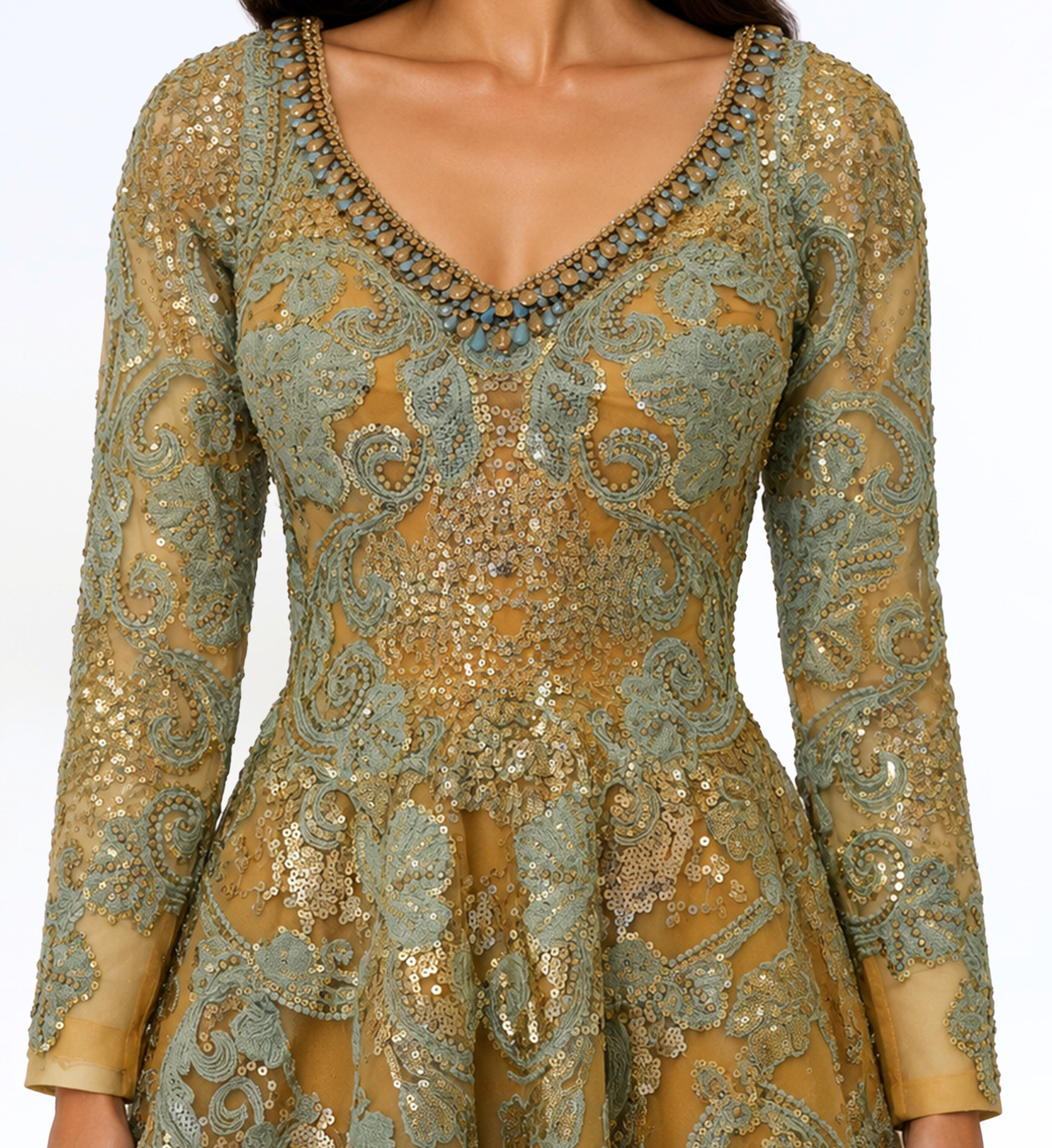 EMBROIDERED EVENING GOWN