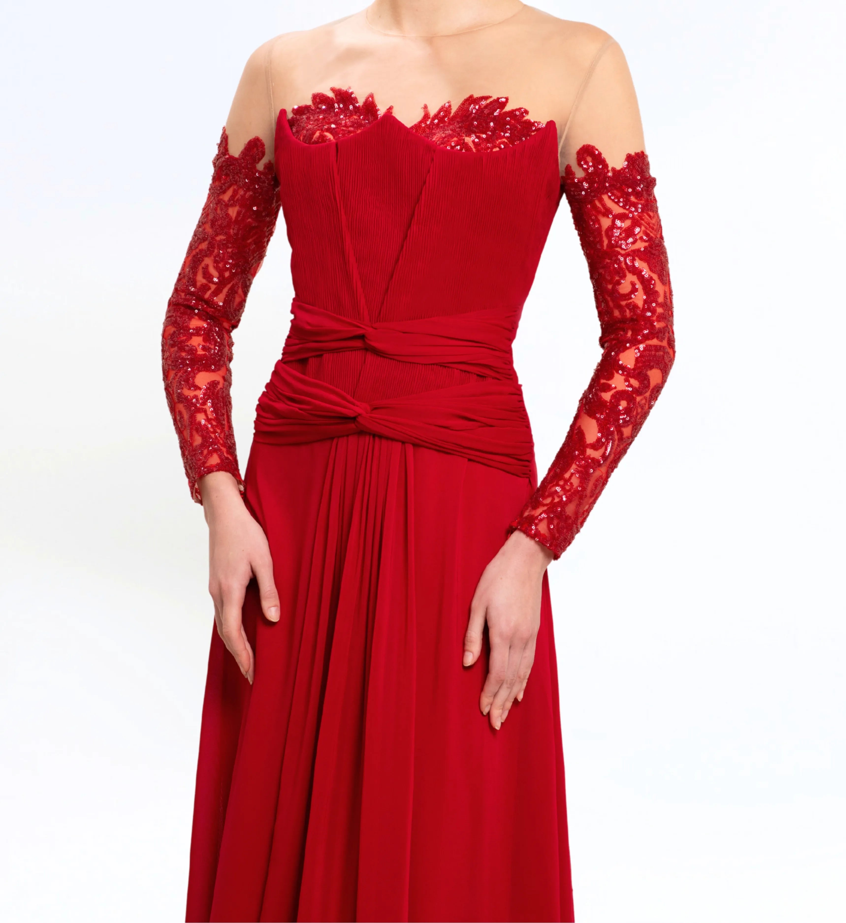 DRAPED OFF-SHOULDER LONG DRESS