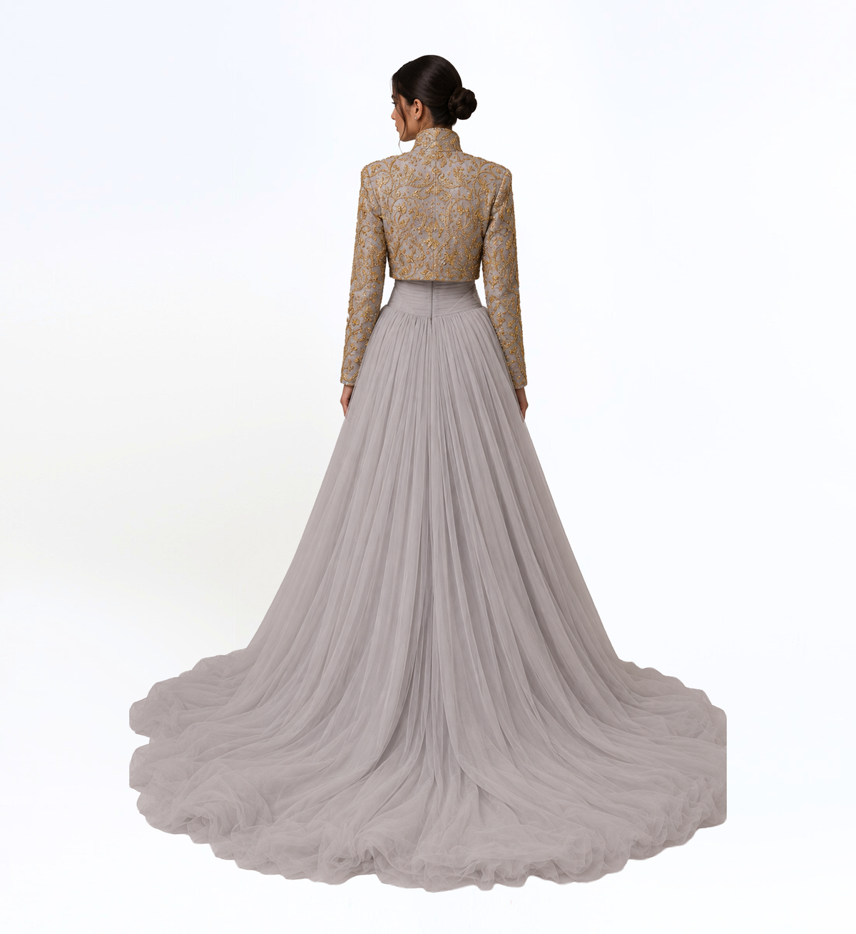 TULLE GOWN WITH EMBELLISHED BOLERO