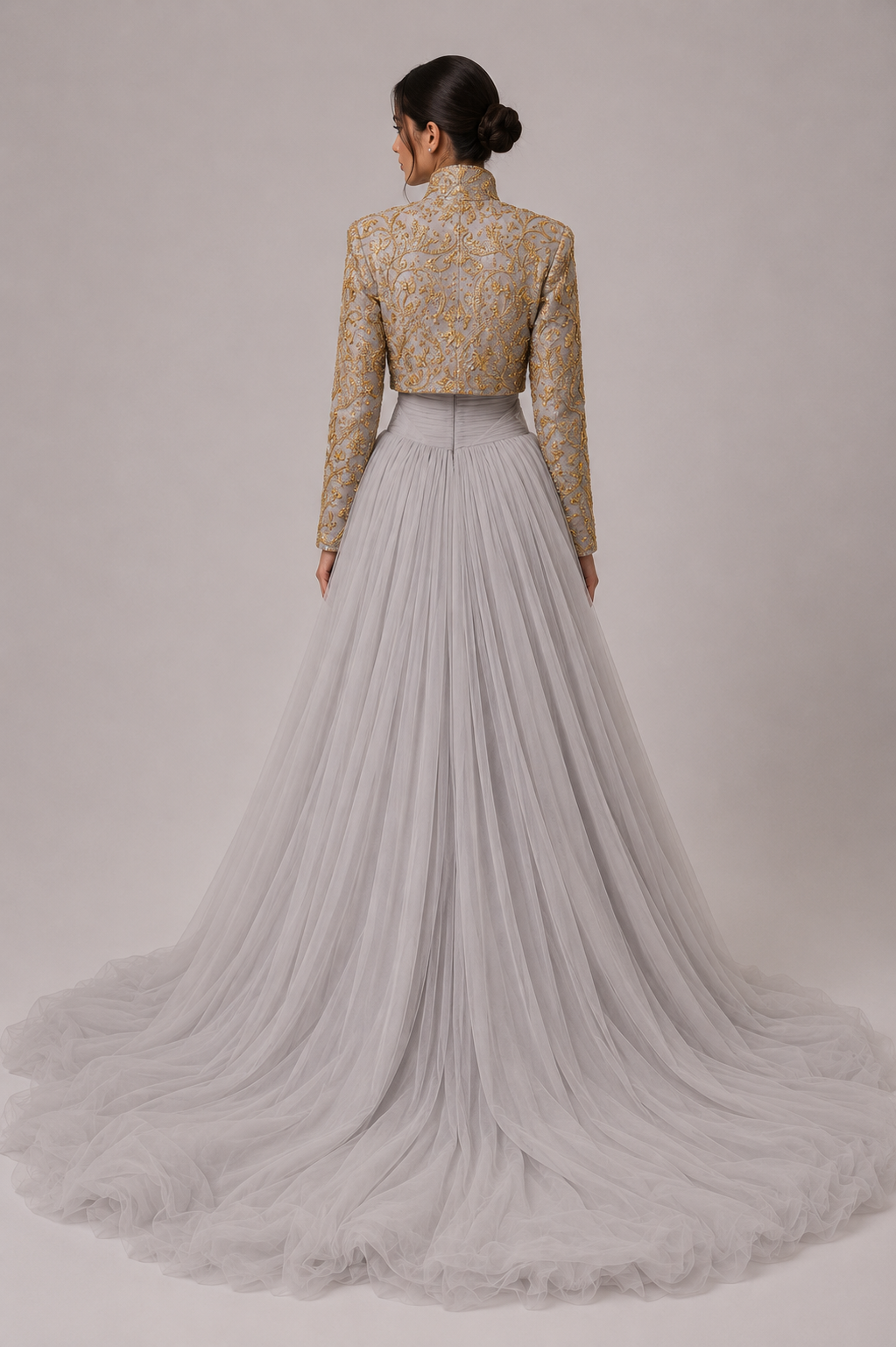 TULLE GOWN WITH EMBELLISHED BOLERO