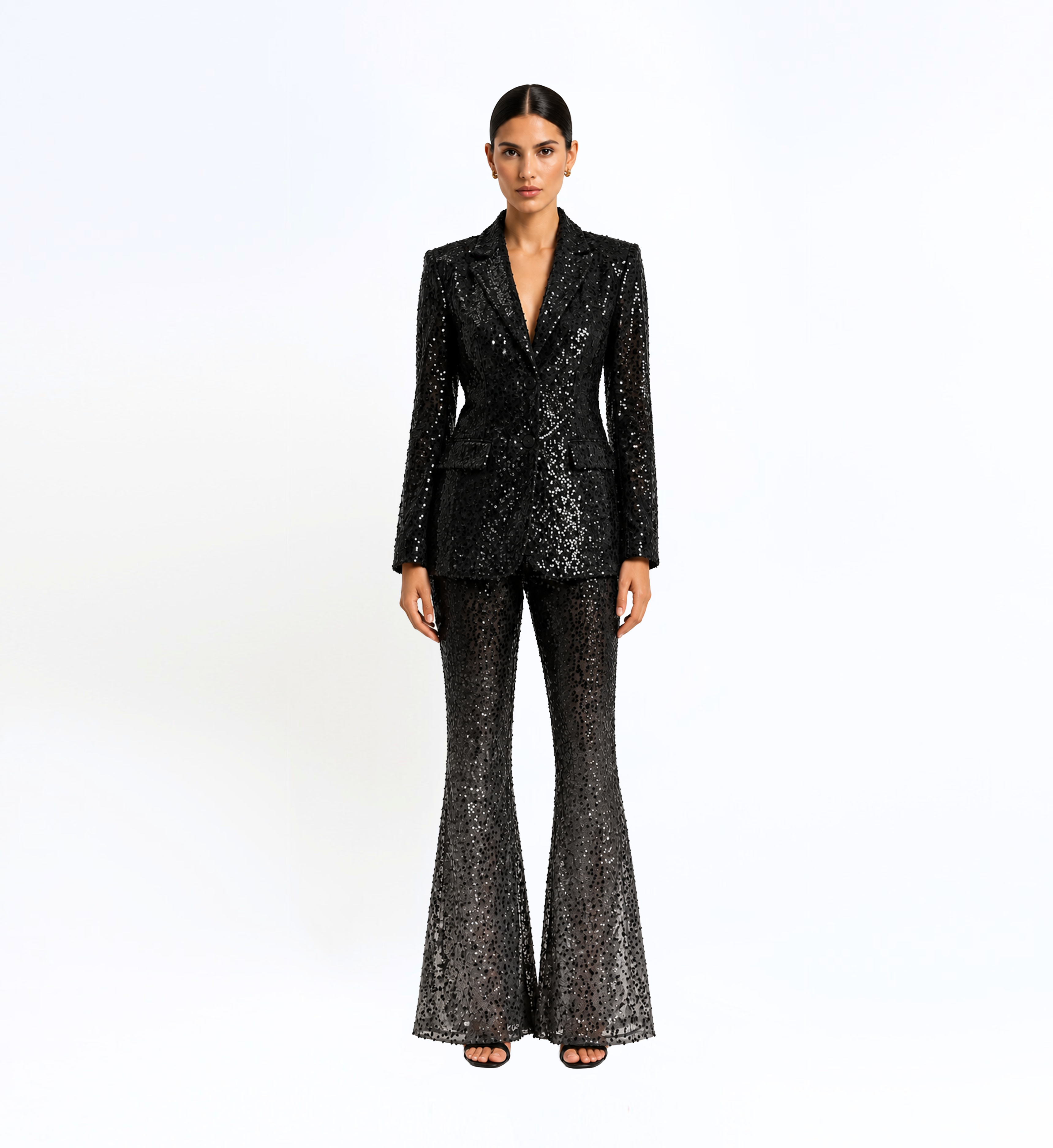 Beaded Blazer And Gradient Pants Set