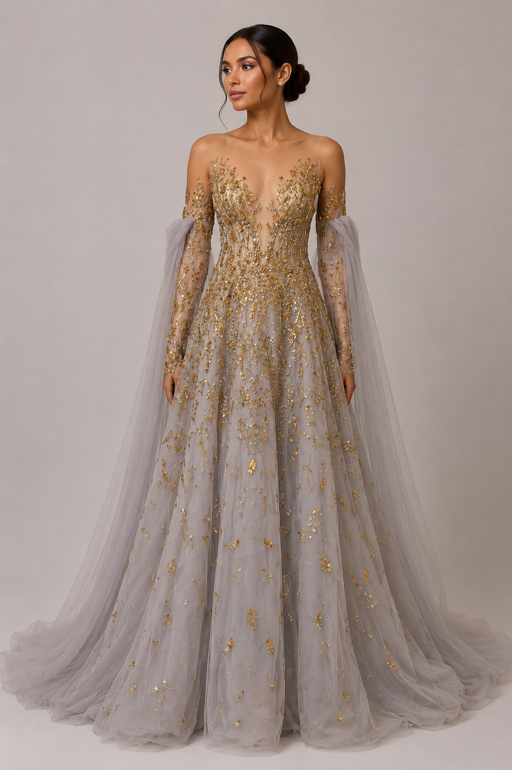 EMBELLISHED TULLE GOWN