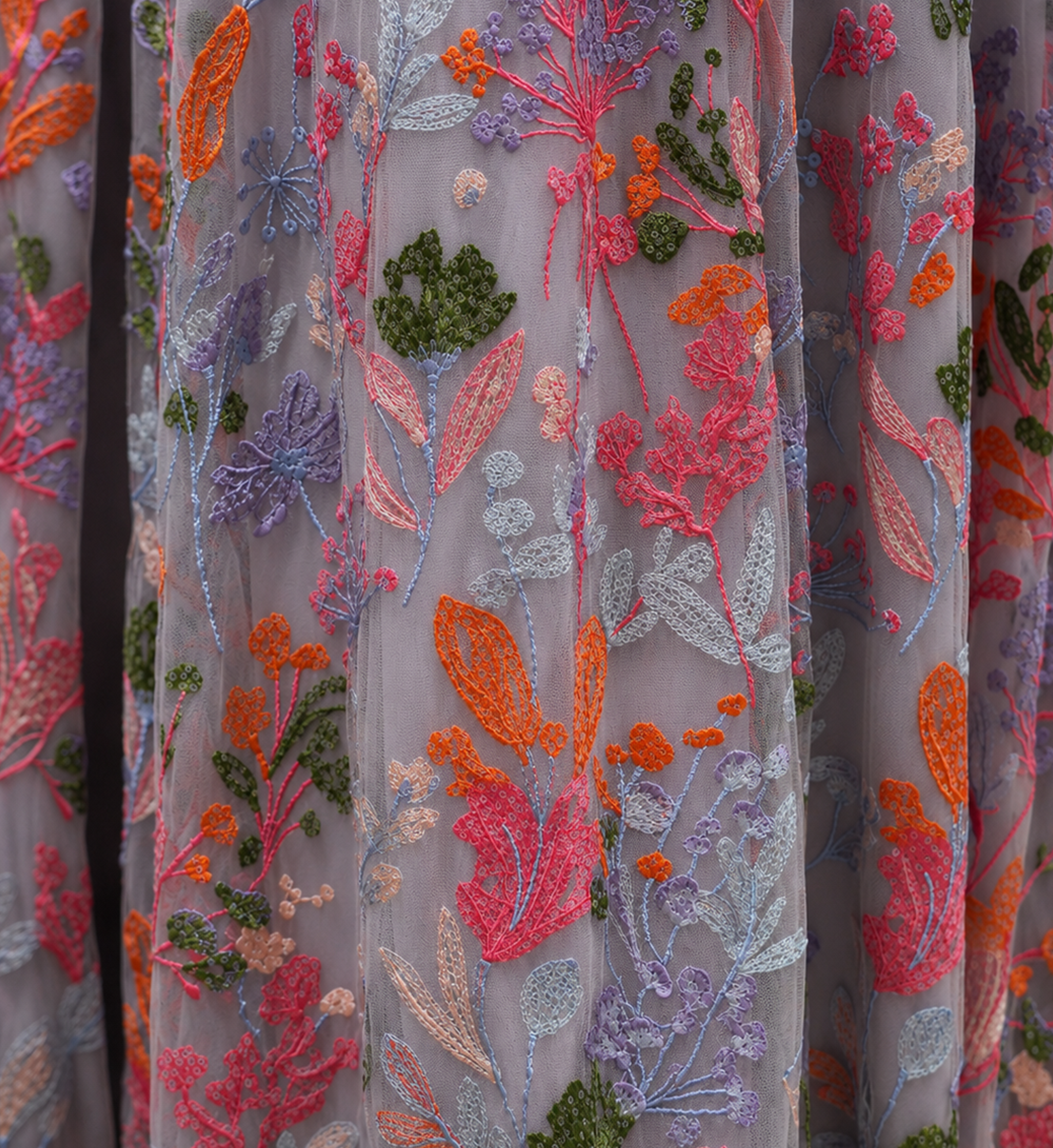 Crepe Embroidered Long Dress