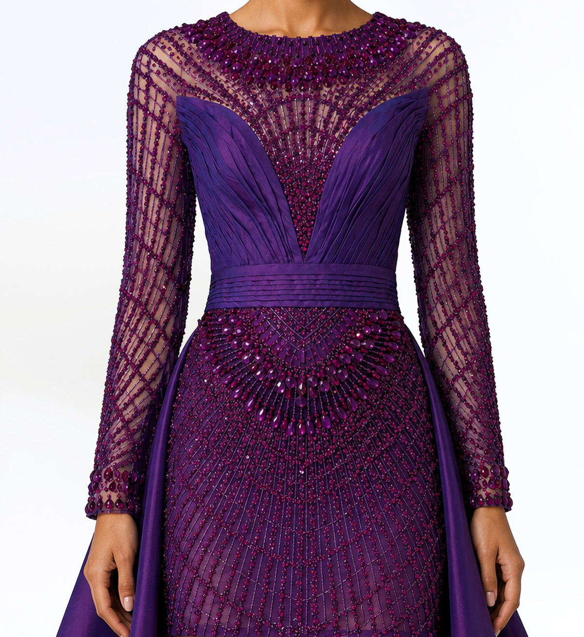 MBELLISHED MINI GOWN WITH OVERSKIRT