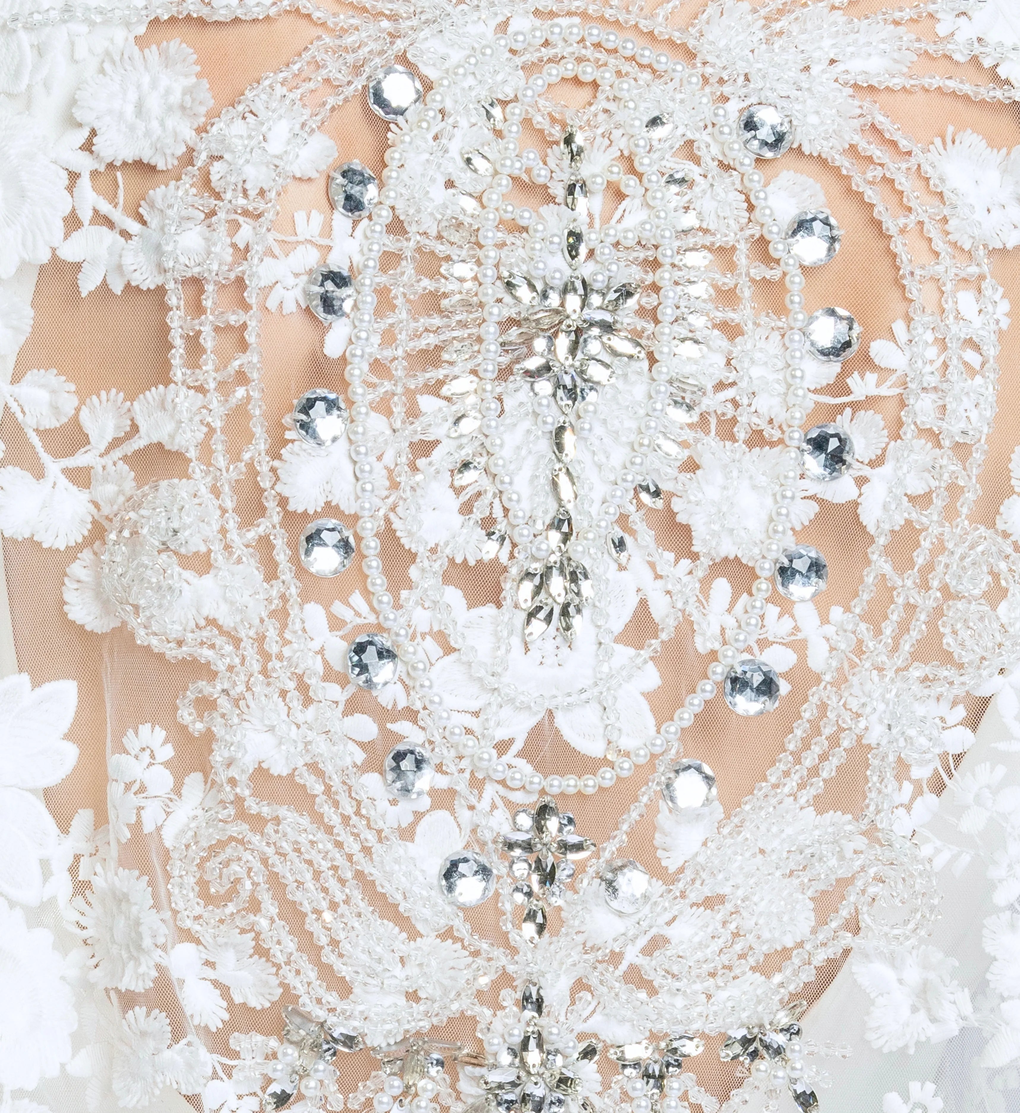 Embroidered Cape Gown - White