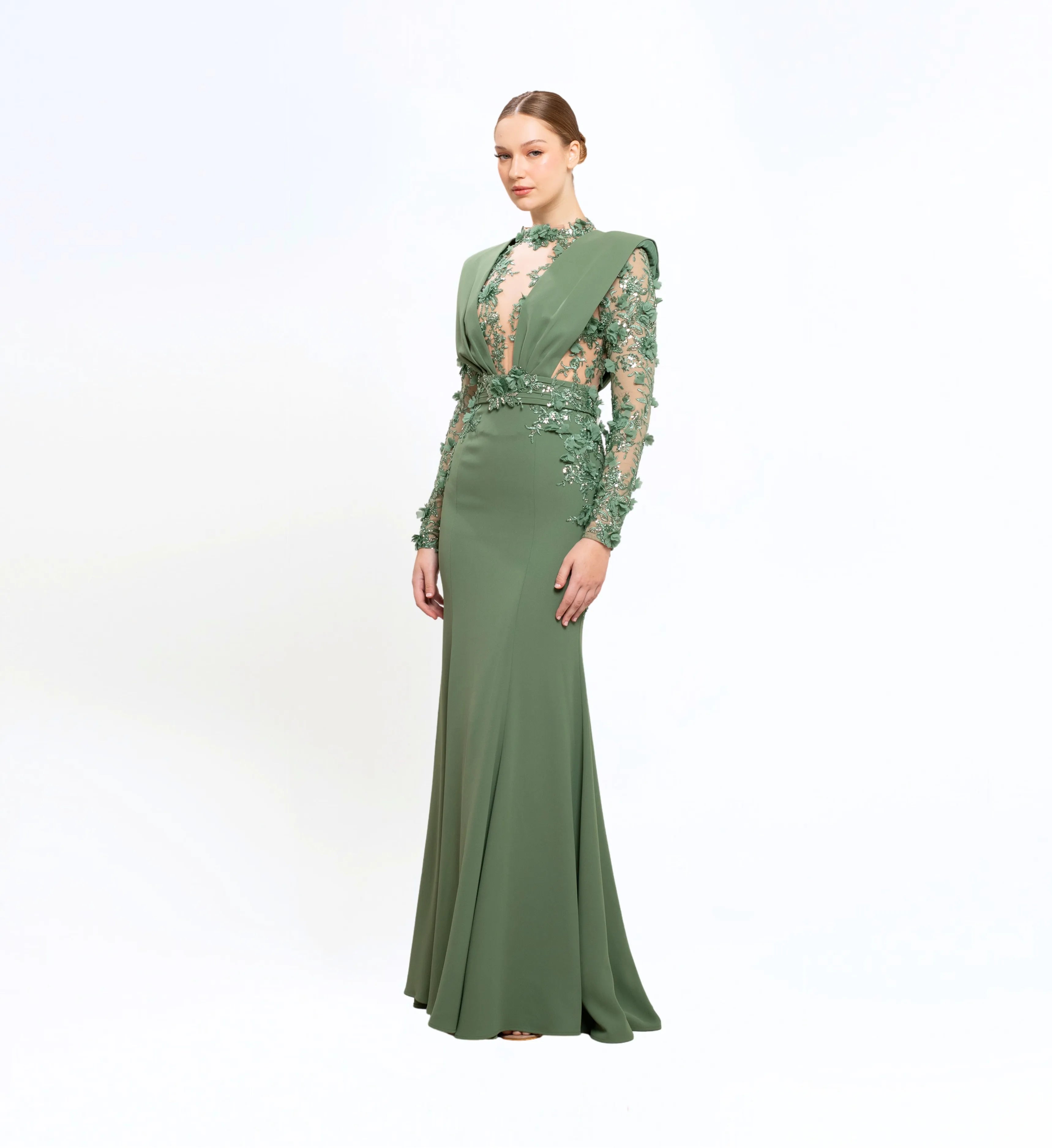 EMBELLISHED LONGSLEEVES GOWN