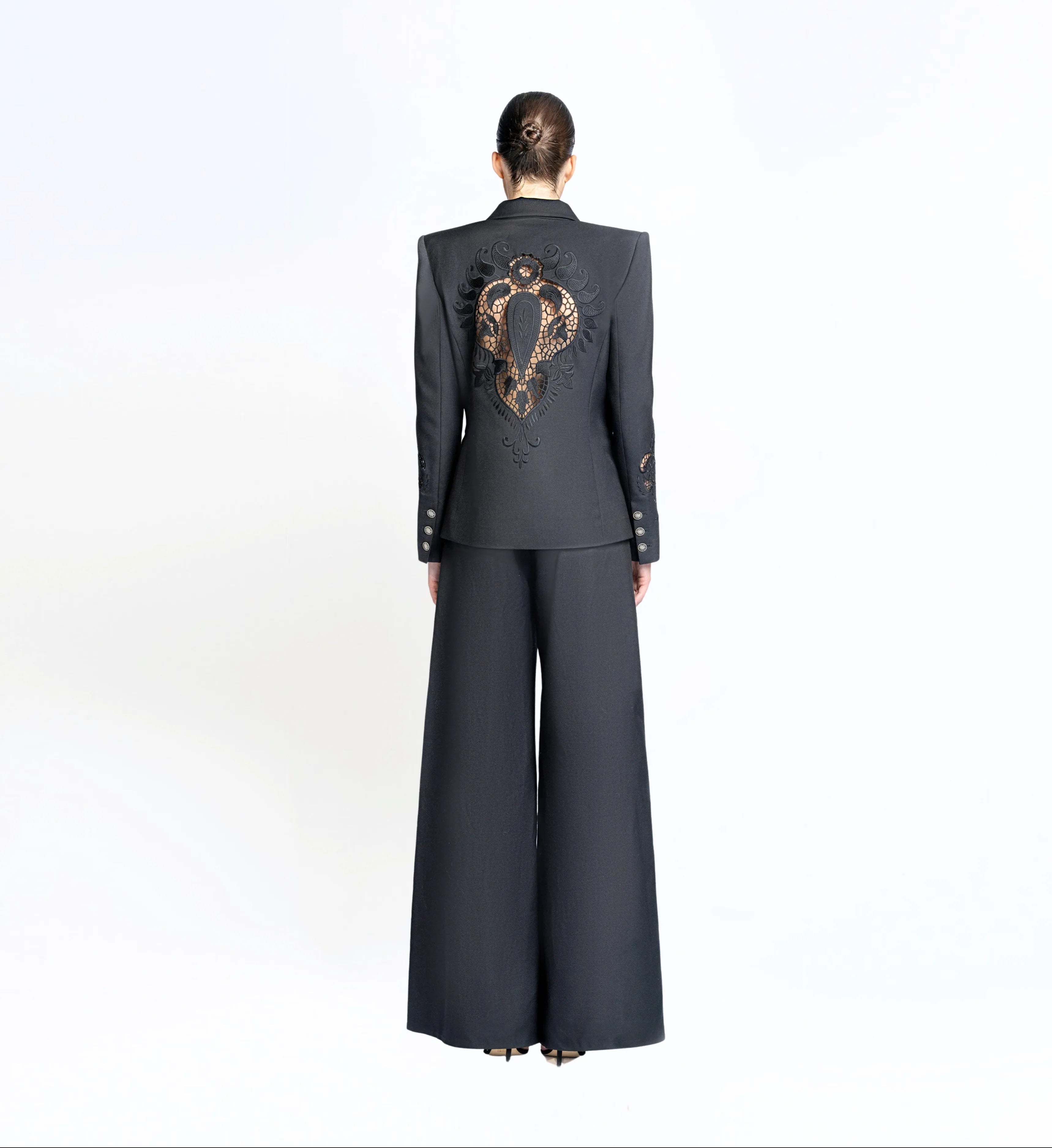 Embroidered suit set - Black