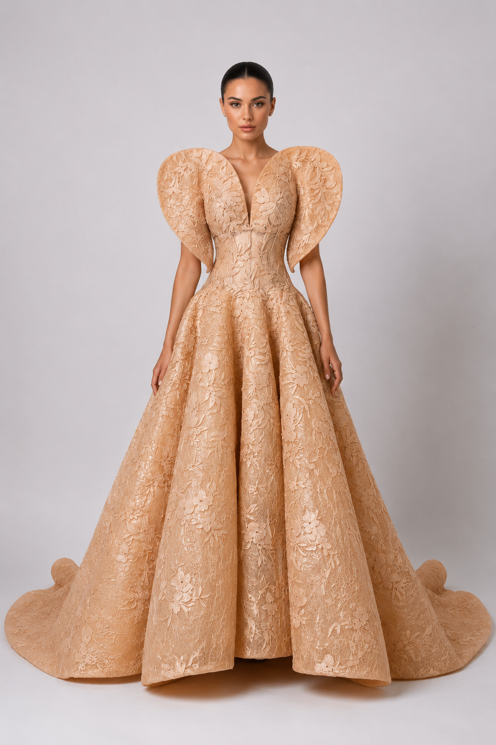FLORAL STRUCTURED BALL GOWN