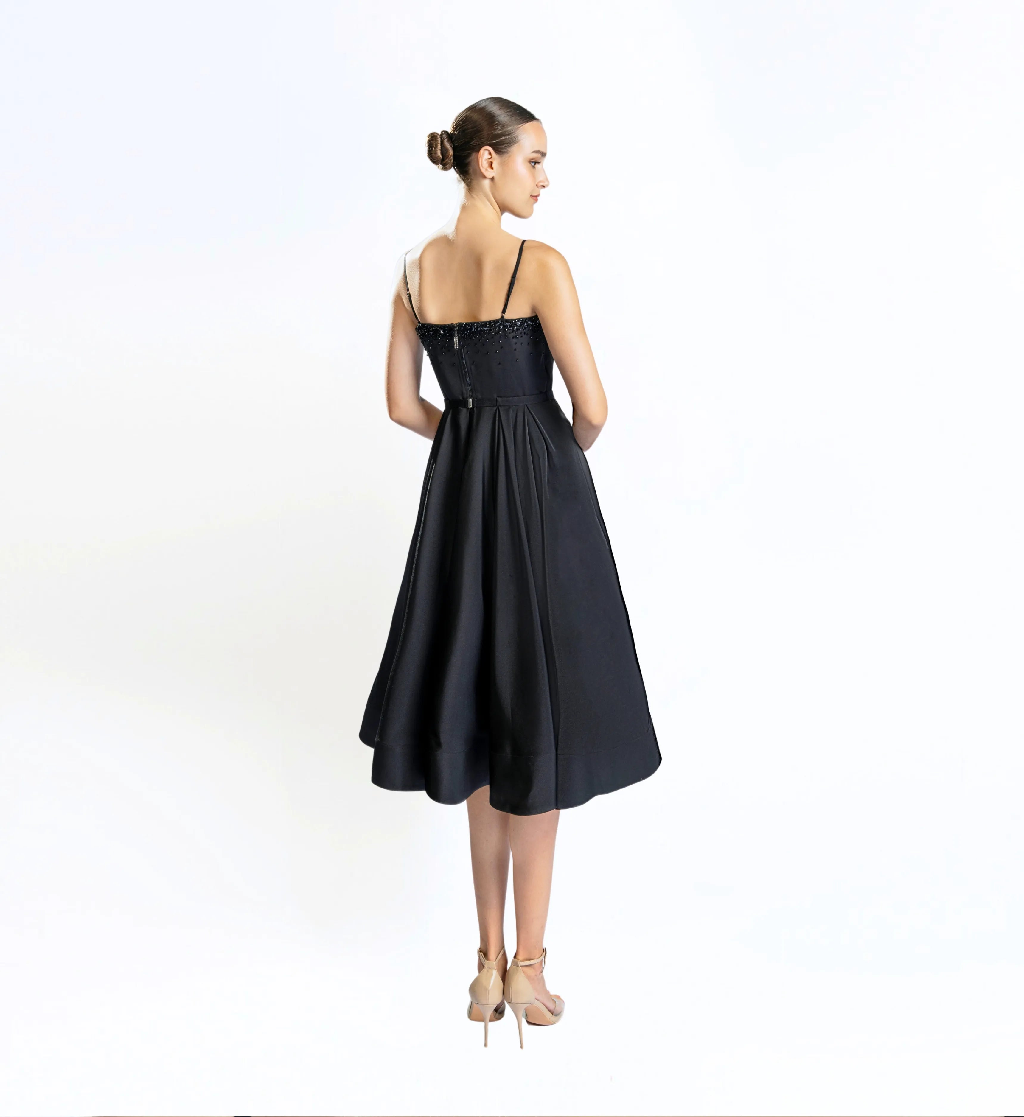 Embellished Corset Midi Dress - Black