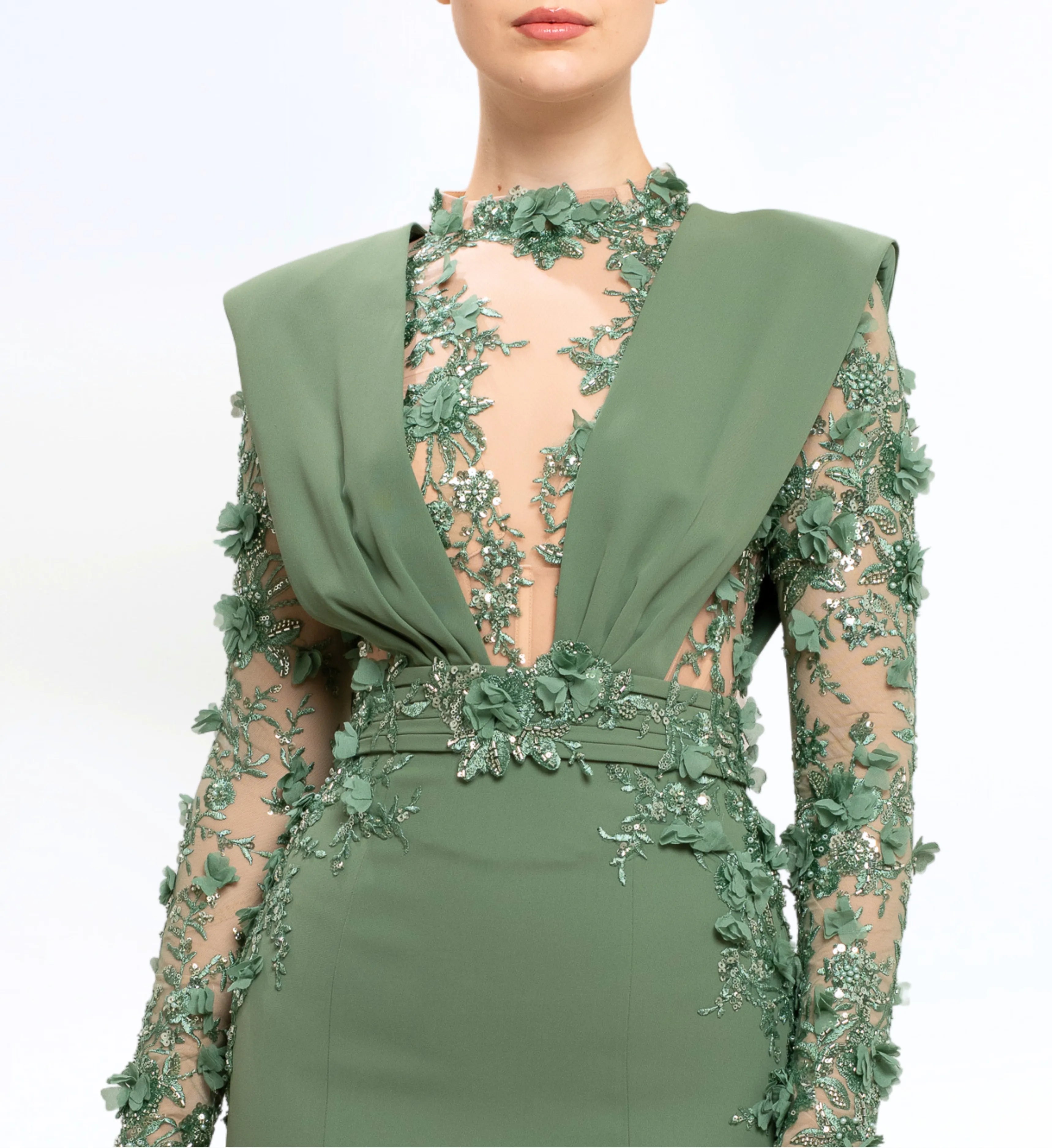 EMBELLISHED LONGSLEEVES GOWN