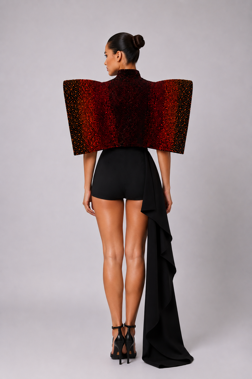 CRYSTAL EMBELLISHED STRUCTURED MINI DRESS