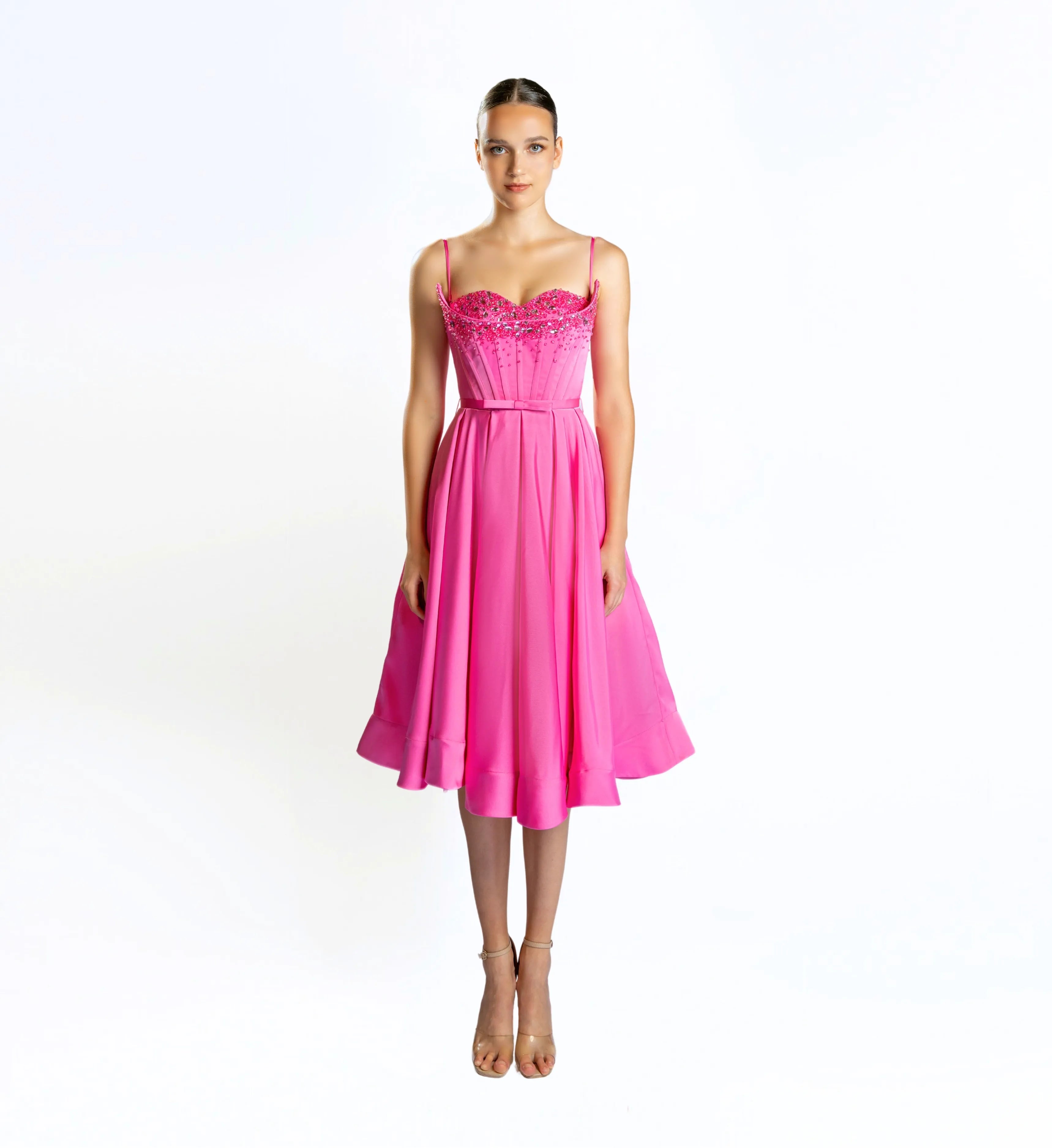 Embellished Corset Midi Dress - Pink