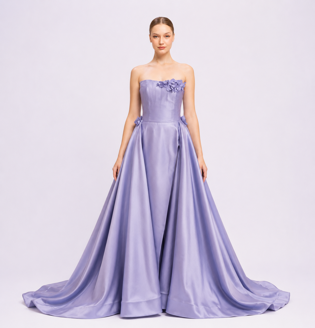 Mikado Silk Long Dress With Train