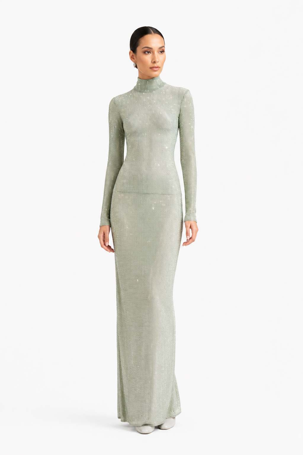 Beaded Tulle Long Dress