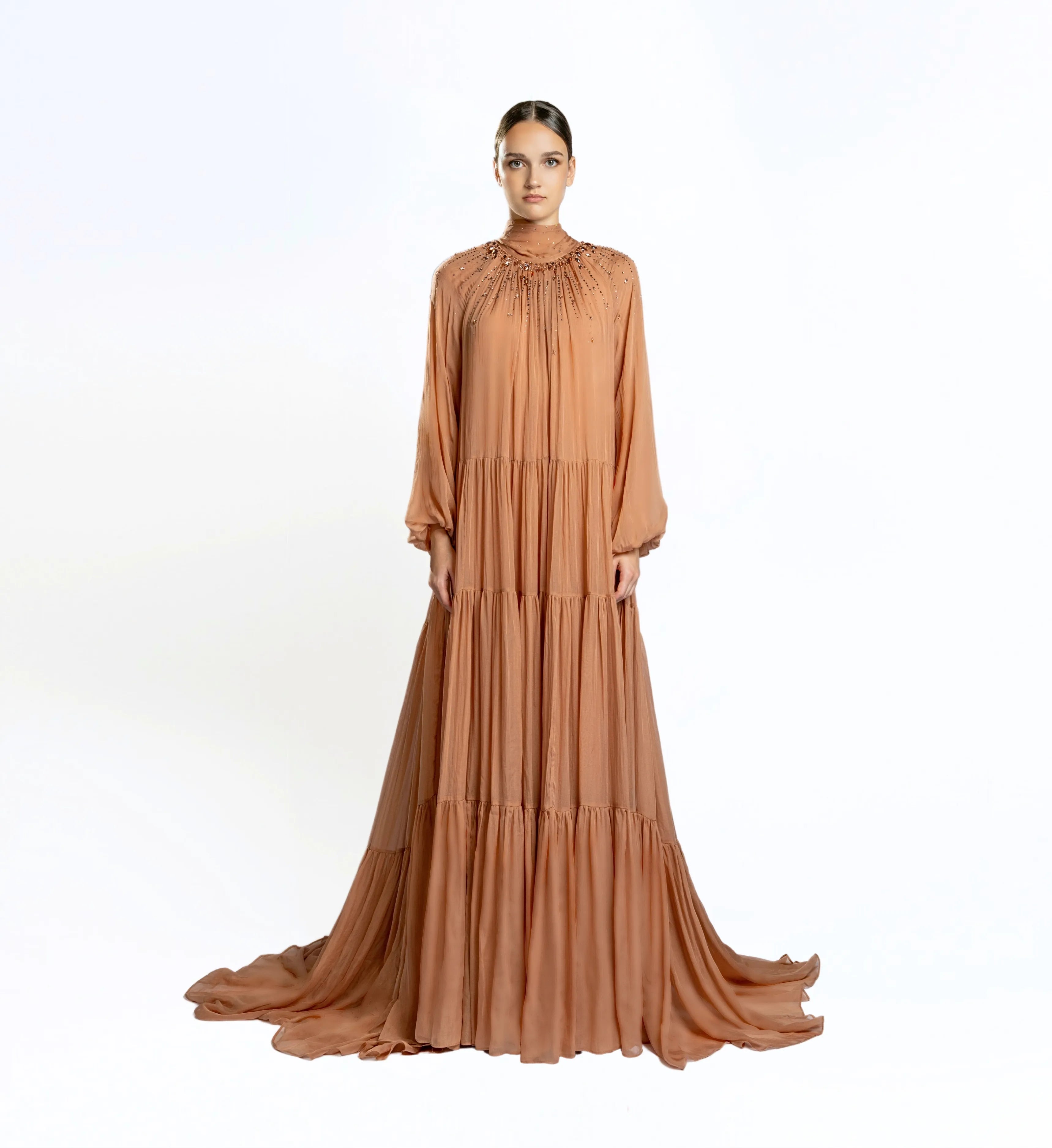 Shirred Tent Dress – Mocha Mousse