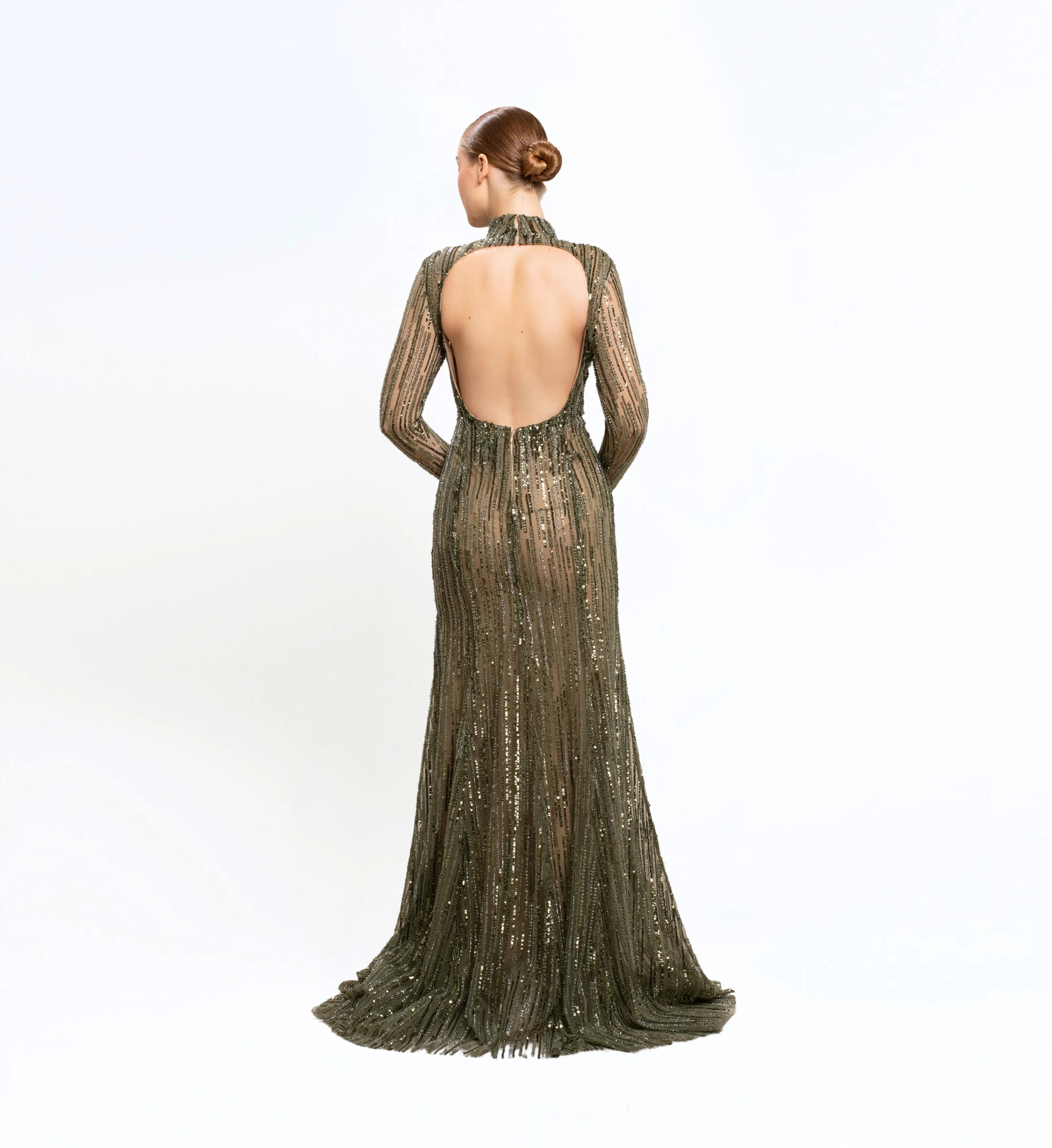 BEAD EMBROIDERED LONGSLEEVES GOWN