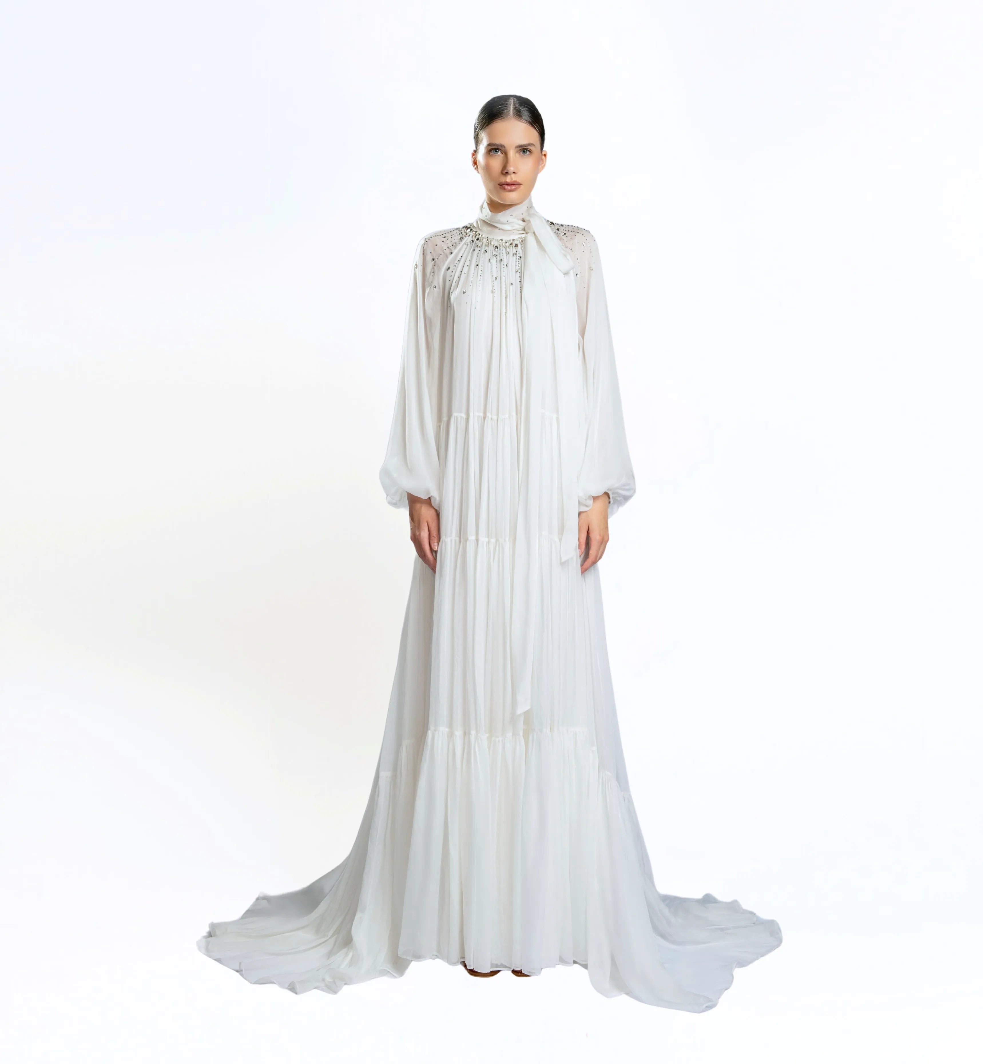 Shirred Tent Dress – White