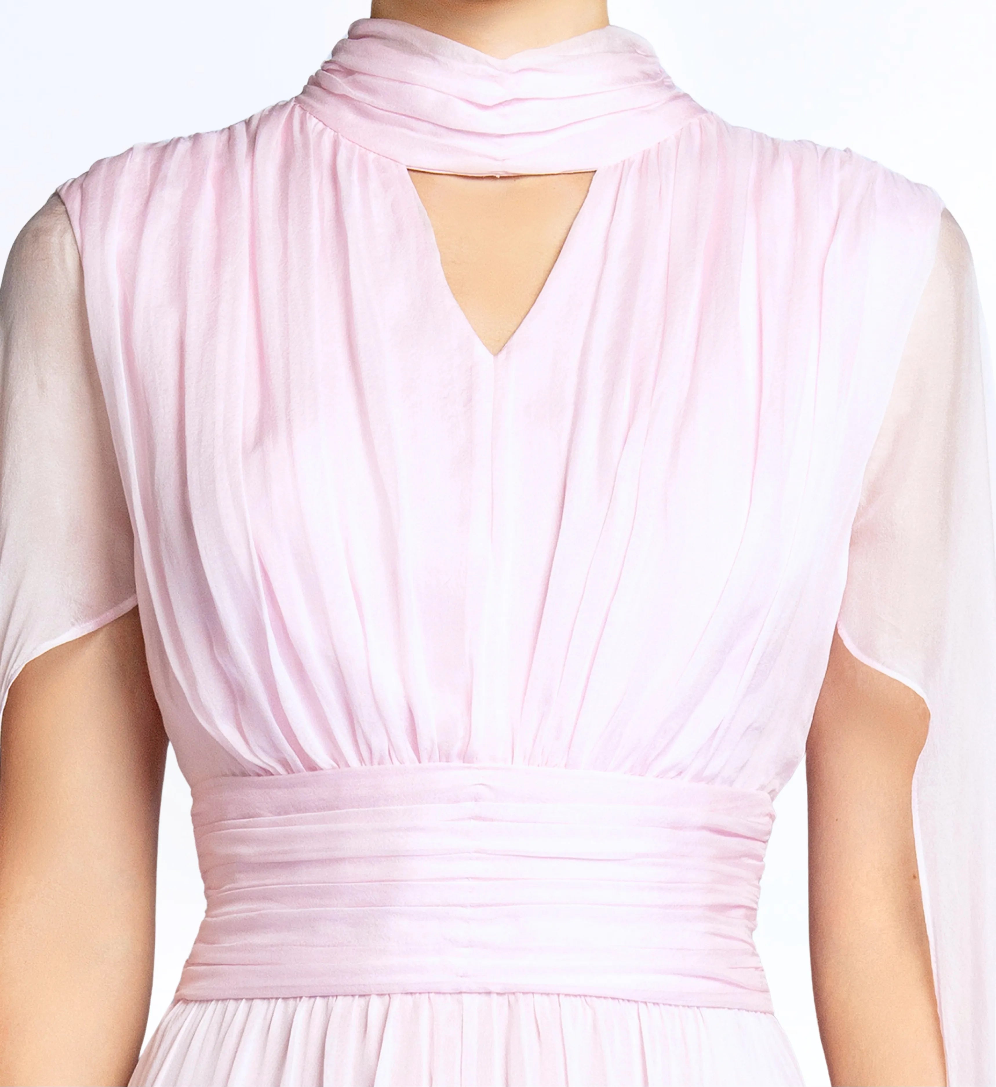 Silk Dress with Cape - Cherry Blossom