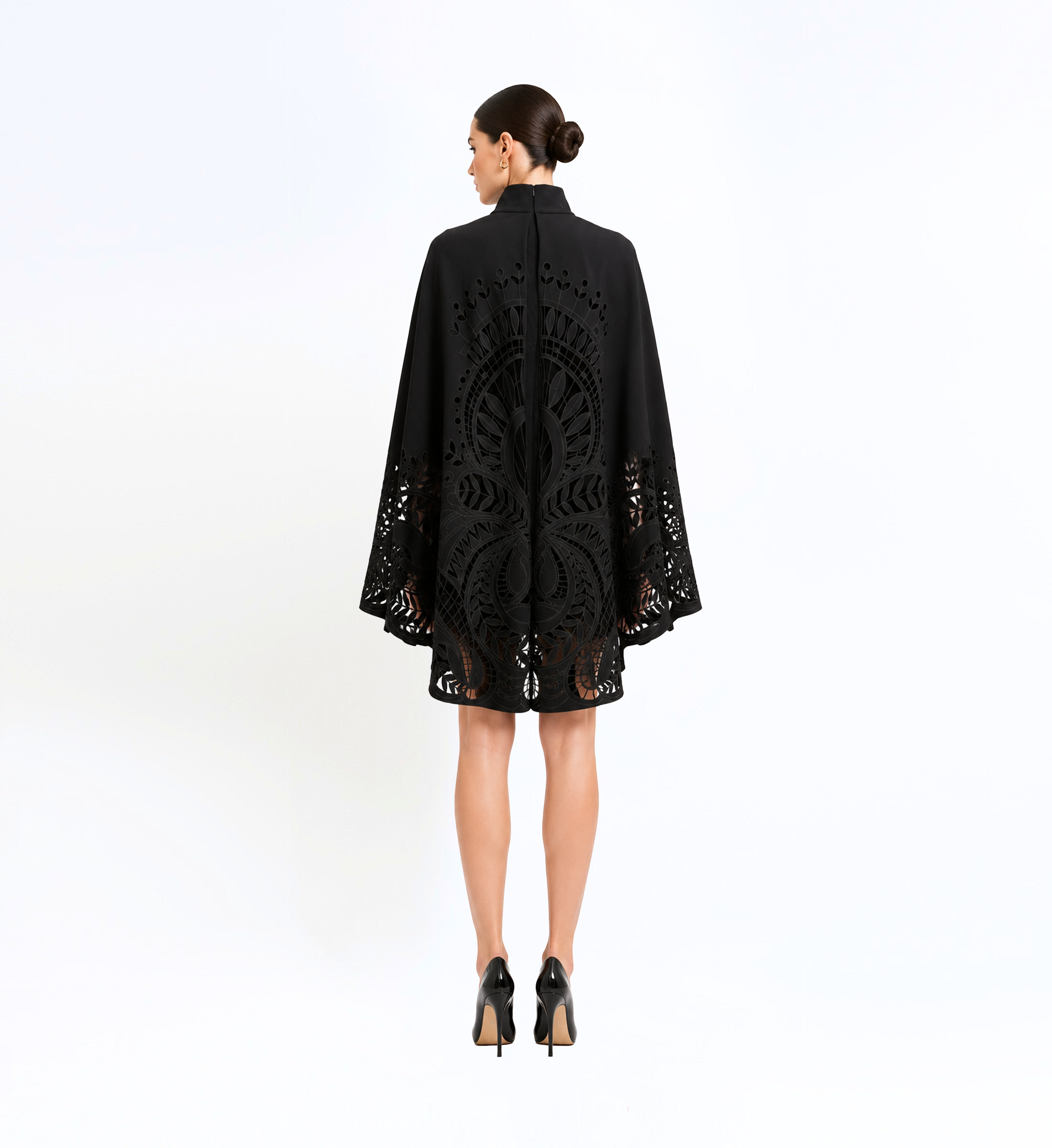 Broderie Mini Dress With Cape
