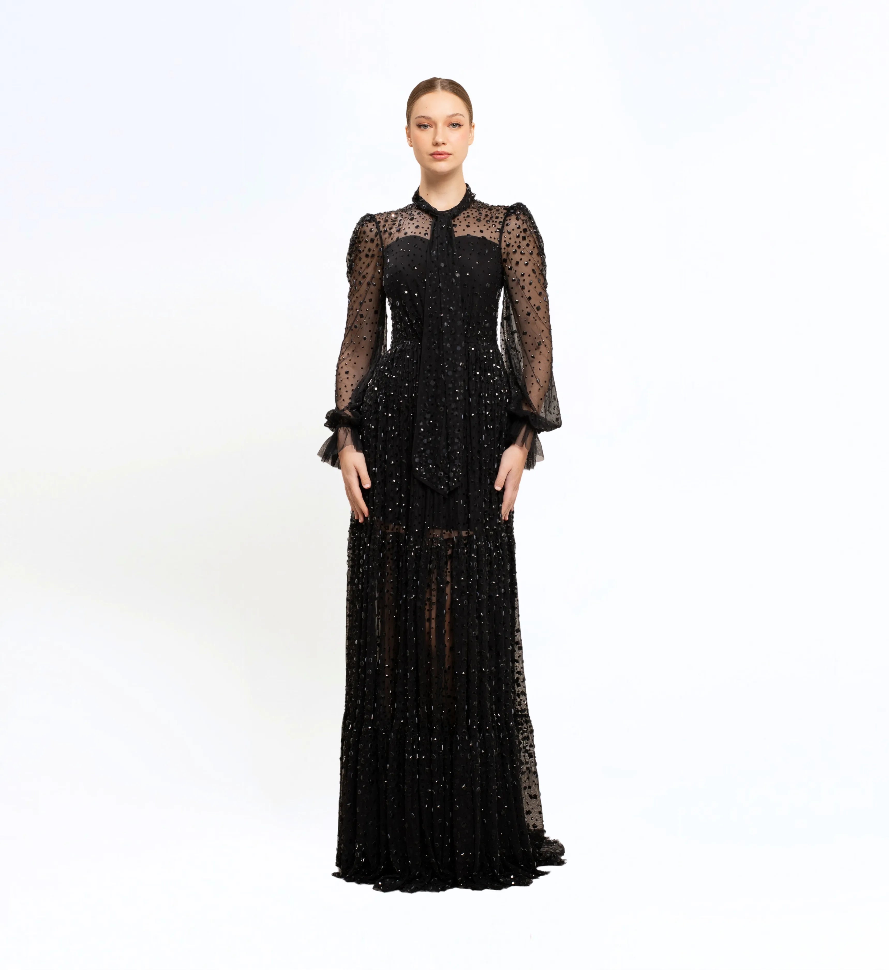 EMBELLISHED LONGSLEEVES GOWN