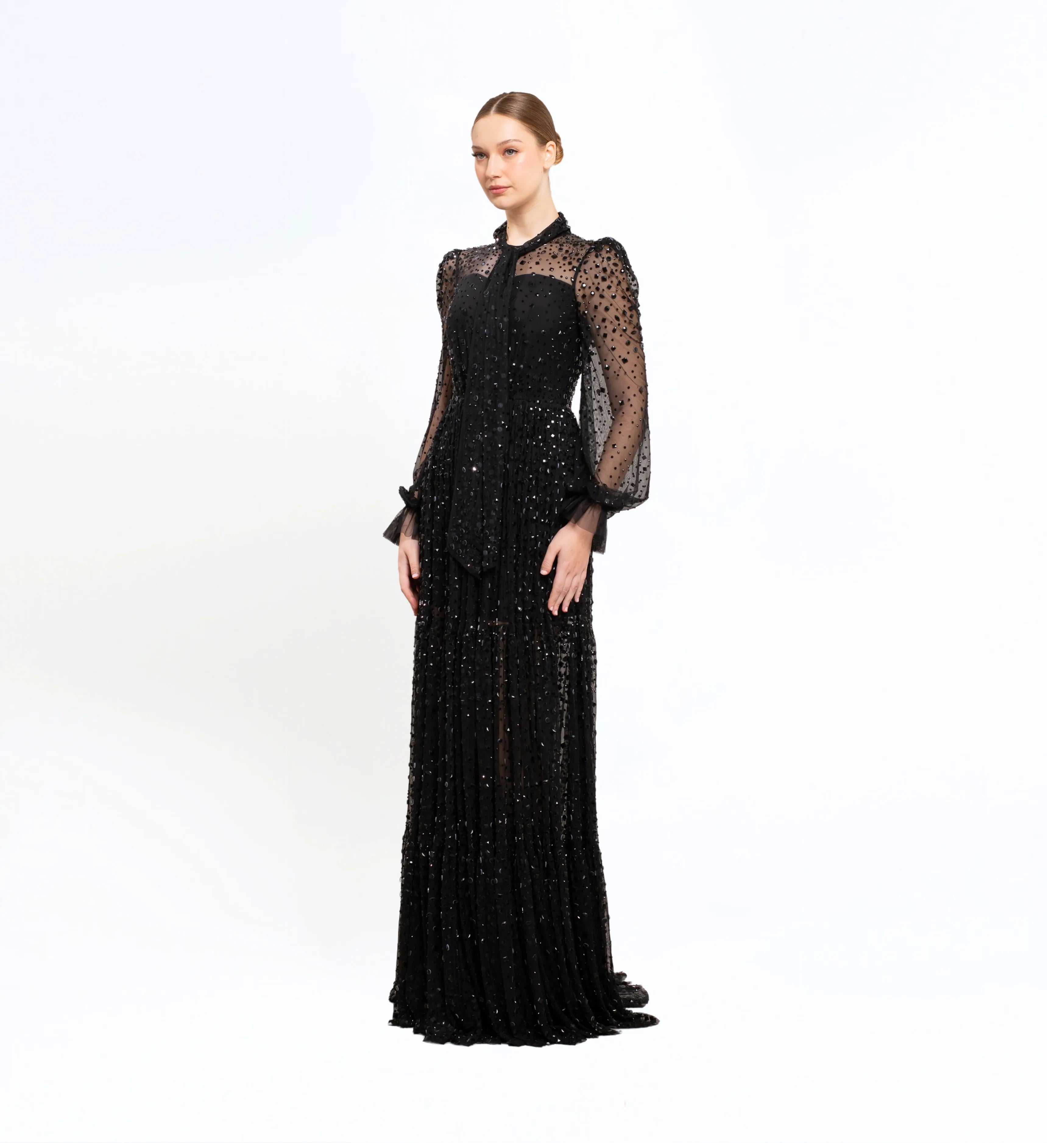EMBELLISHED LONGSLEEVES GOWN