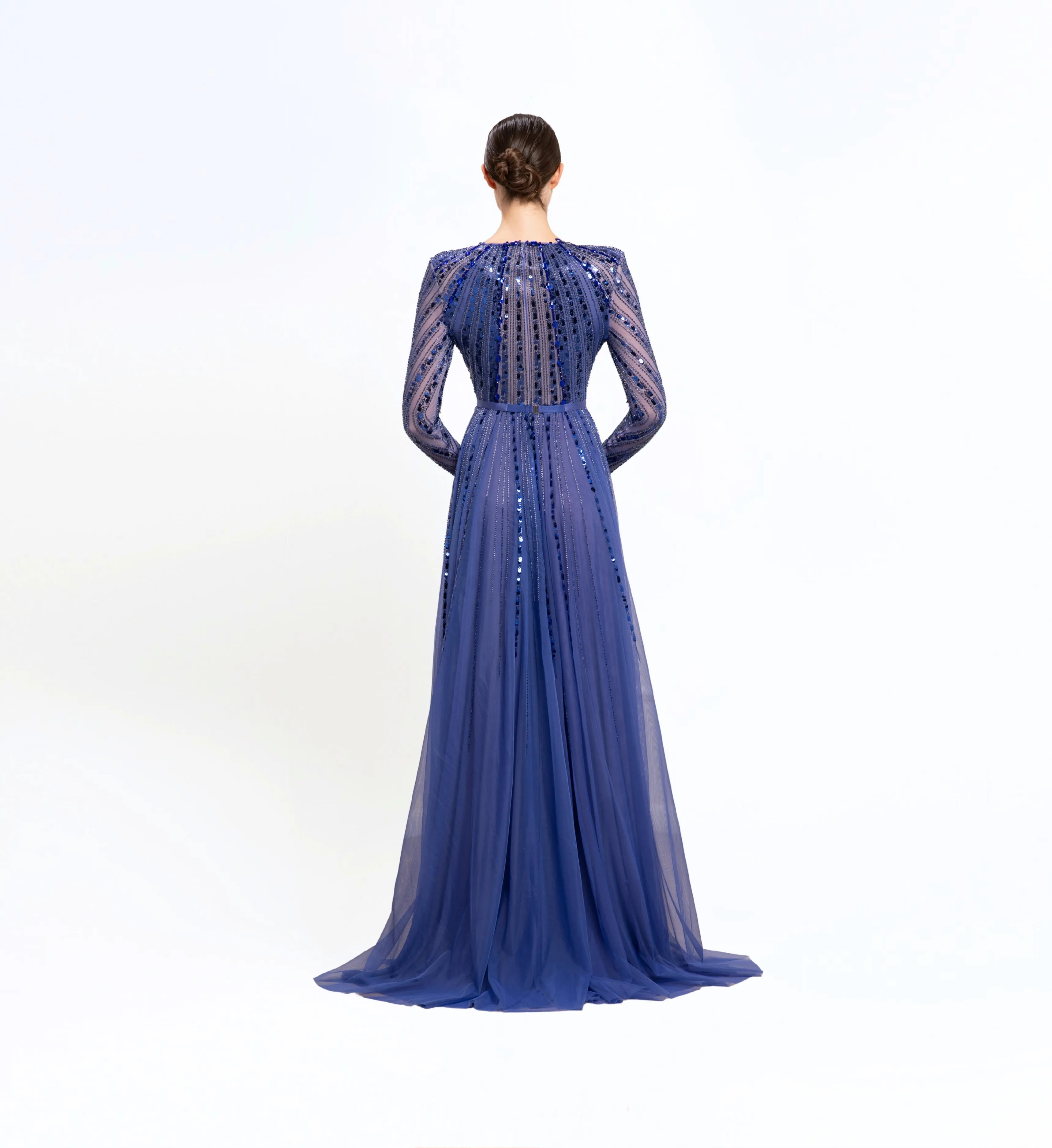 Beaded Longsleeves Dress – Royal Blue