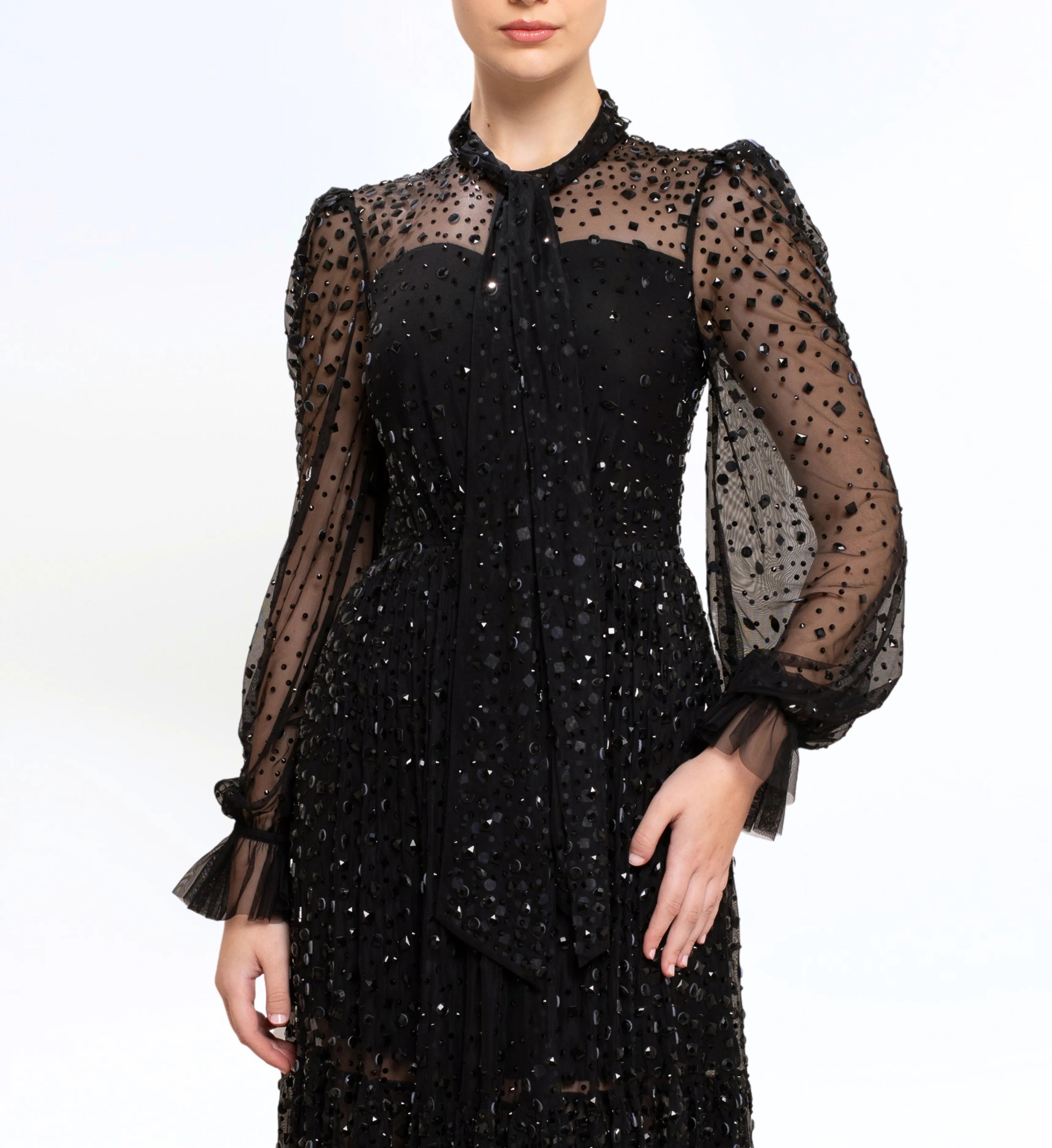 EMBELLISHED LONGSLEEVES GOWN
