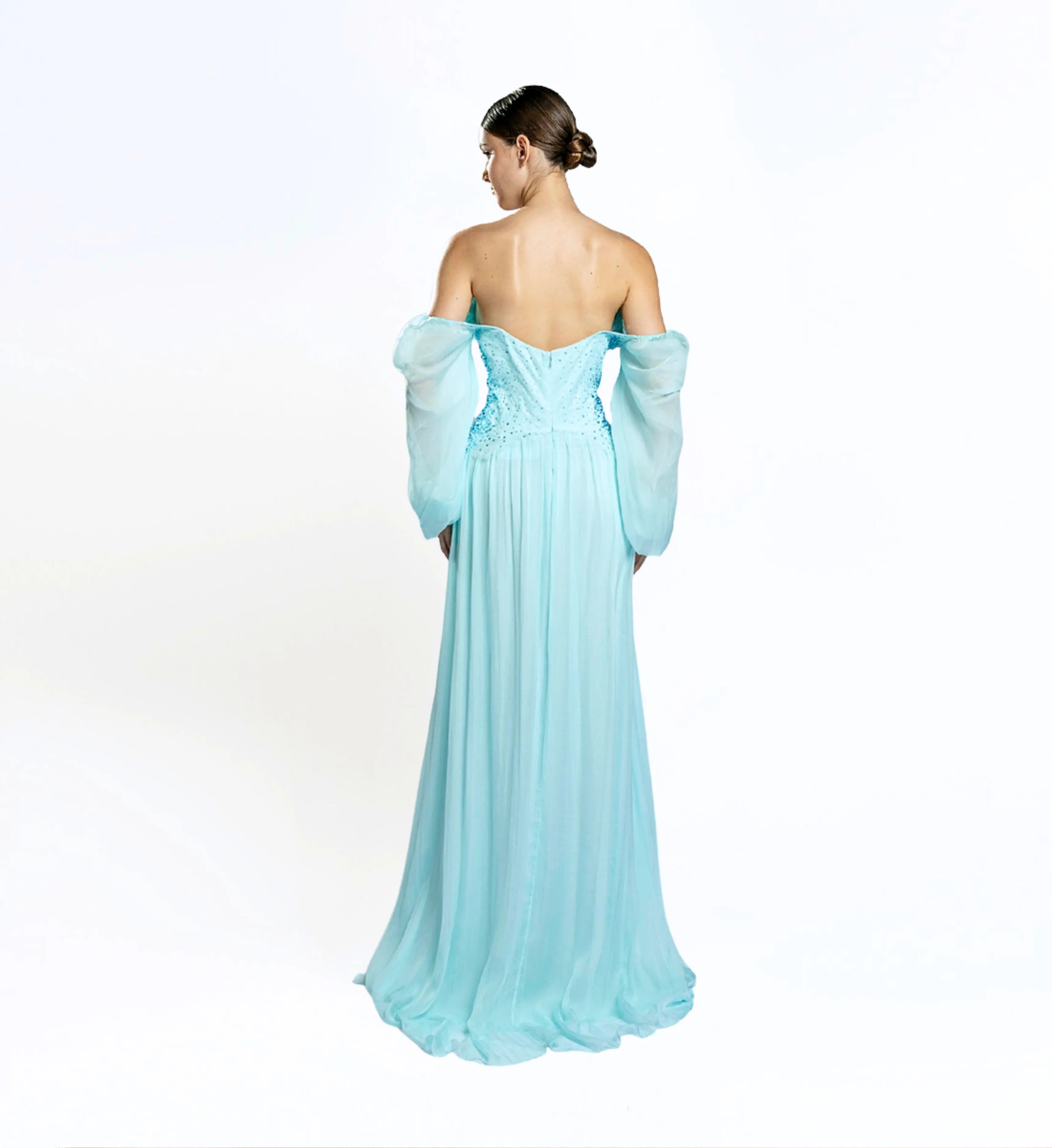 Puff Sleeve Maxi Dress - Mint Green