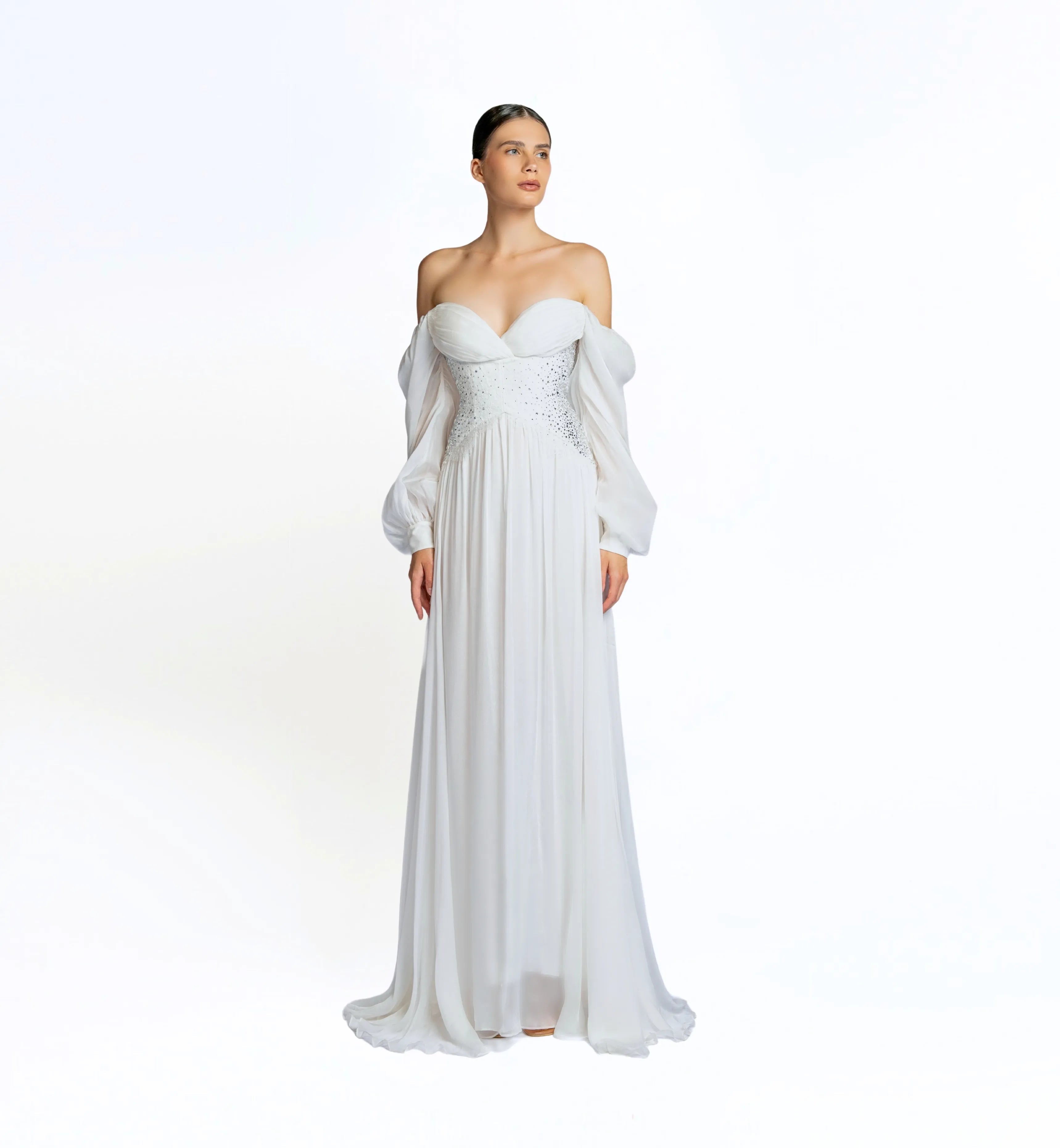 Puff Sleeve Maxi Dress - White