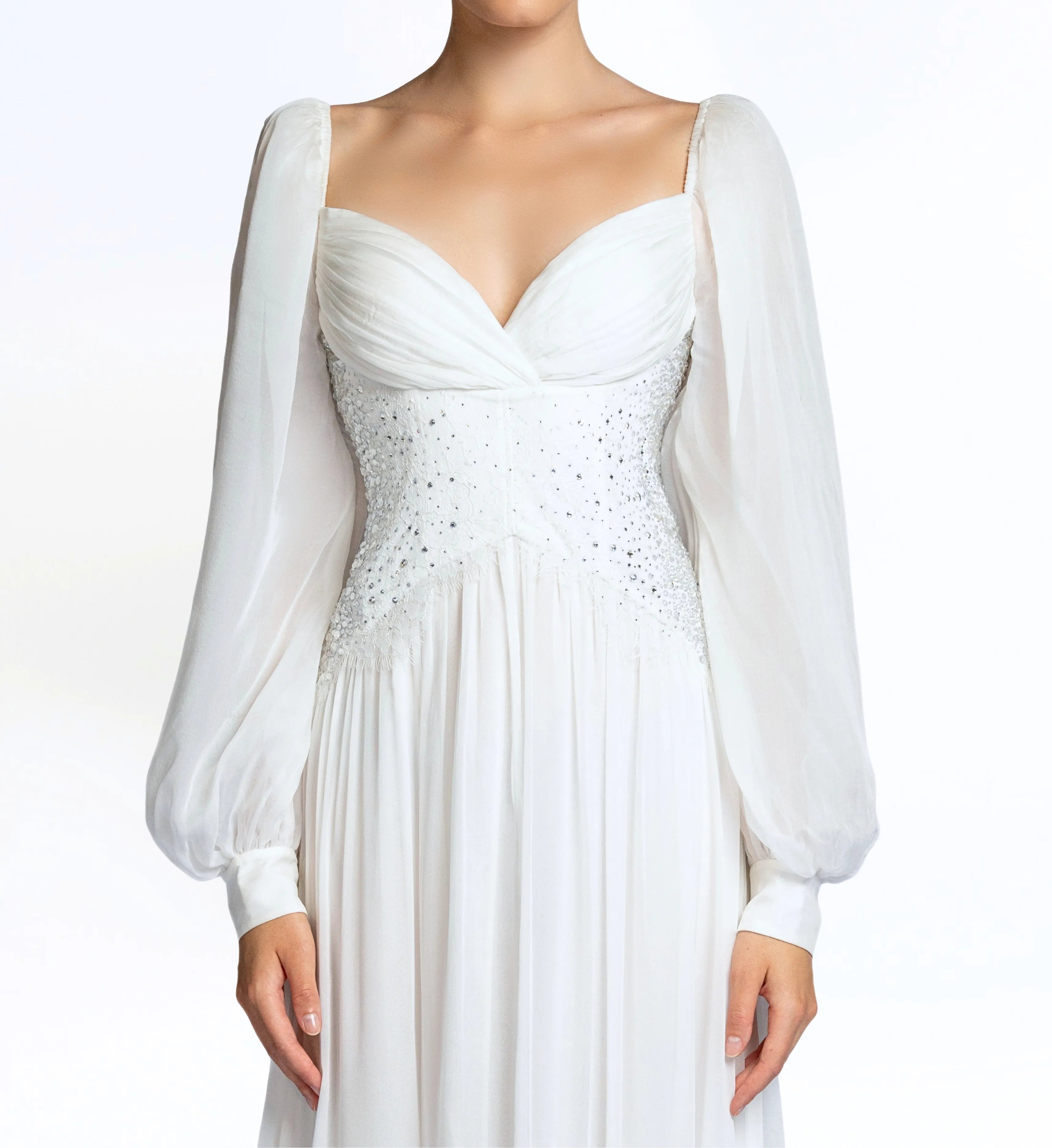 Puff Sleeve Maxi Dress - White